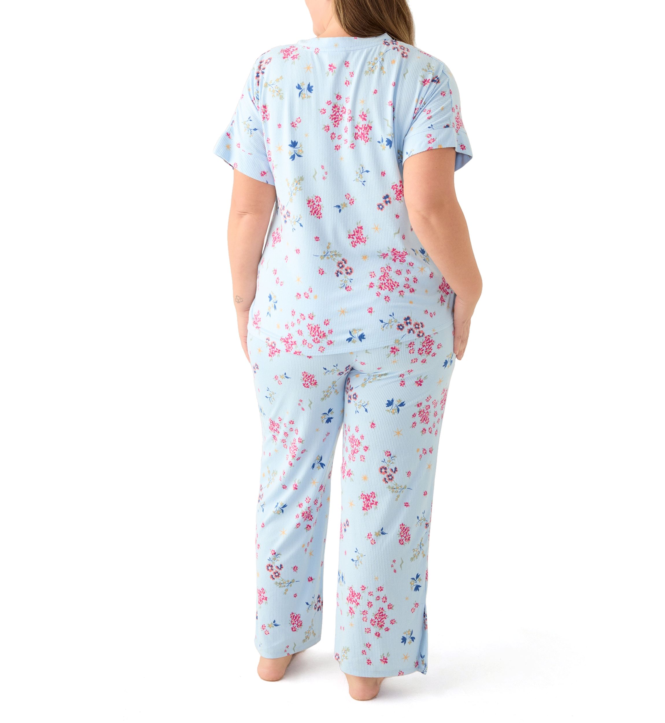 Plus Size Short Sleeve Cozy Rib Pajama Set