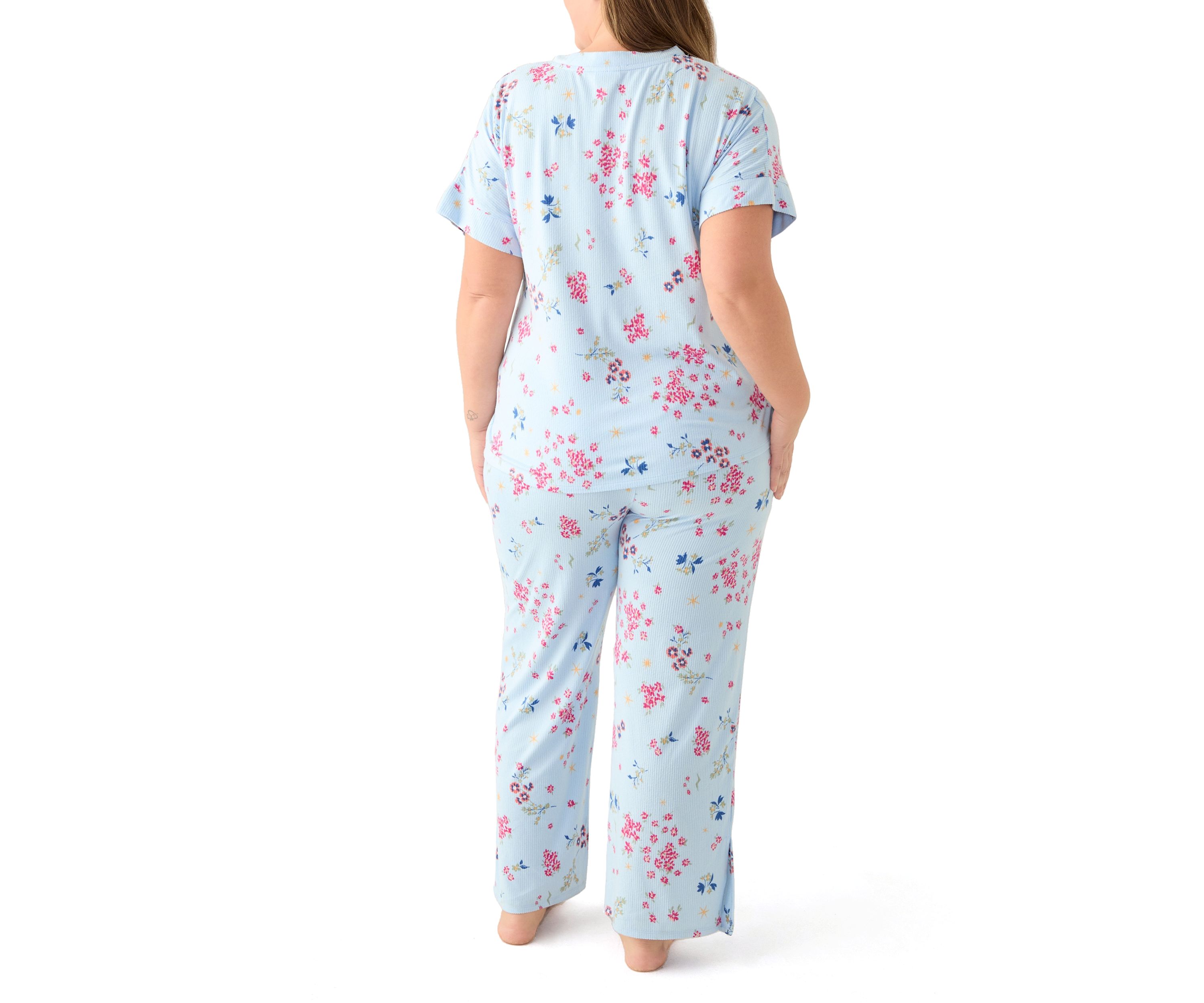Plus Size Short Sleeve Cozy Rib Pajama Set
