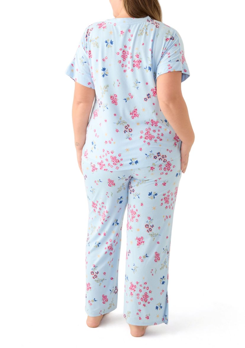 Plus Size Short Sleeve Cozy Rib Pajama Set