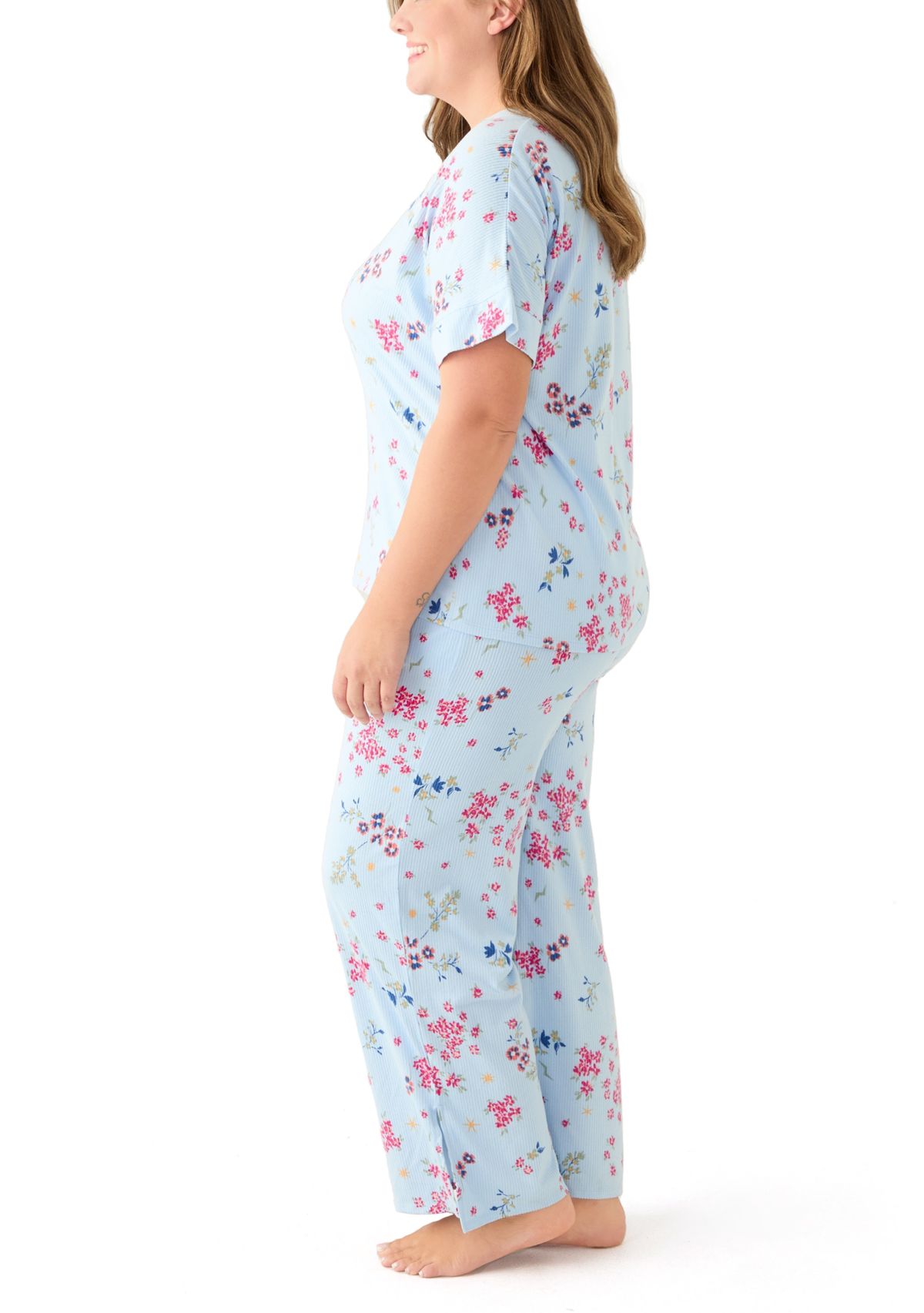 Plus Size Short Sleeve Cozy Rib Pajama Set