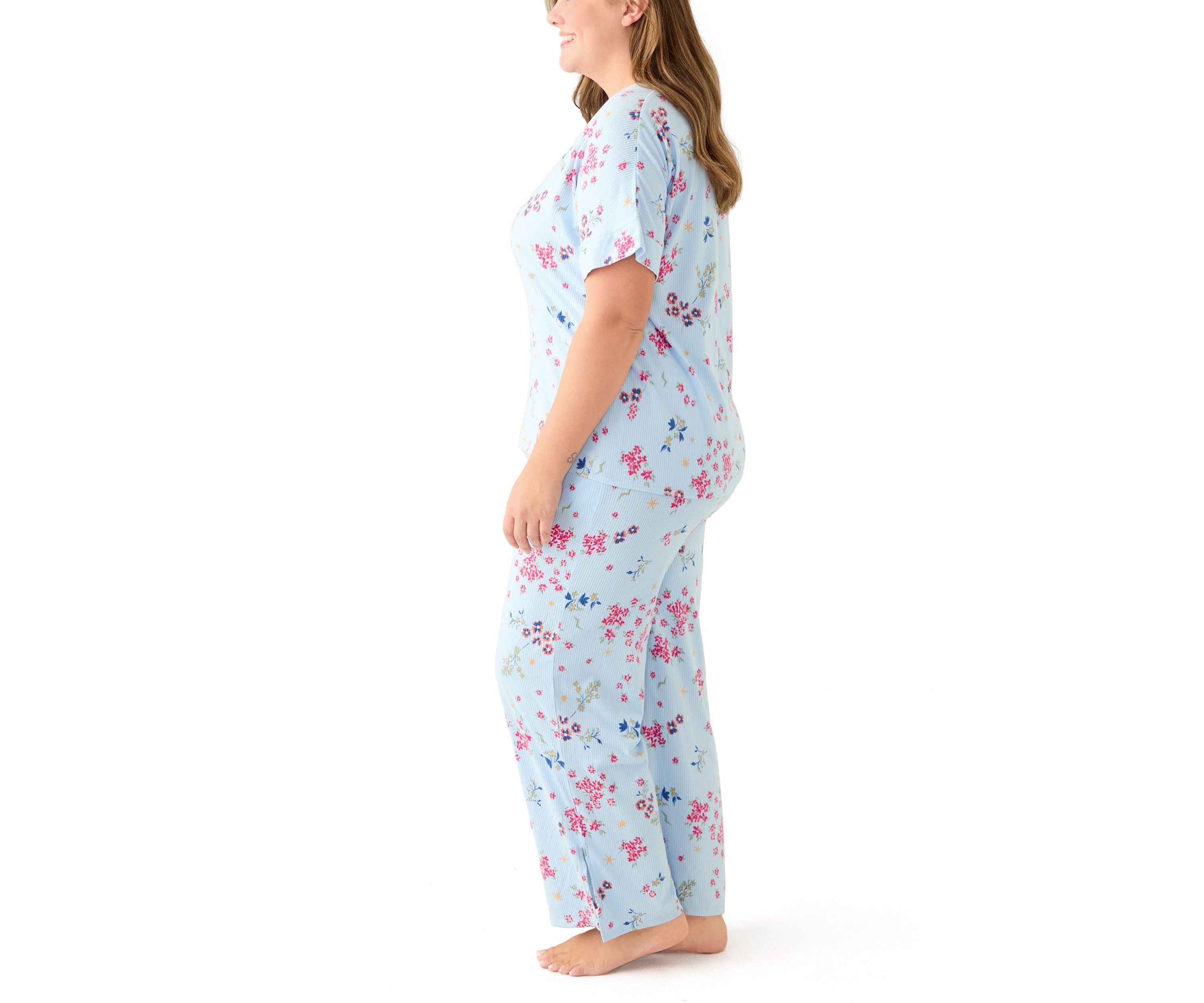 Plus Size Short Sleeve Cozy Rib Pajama Set