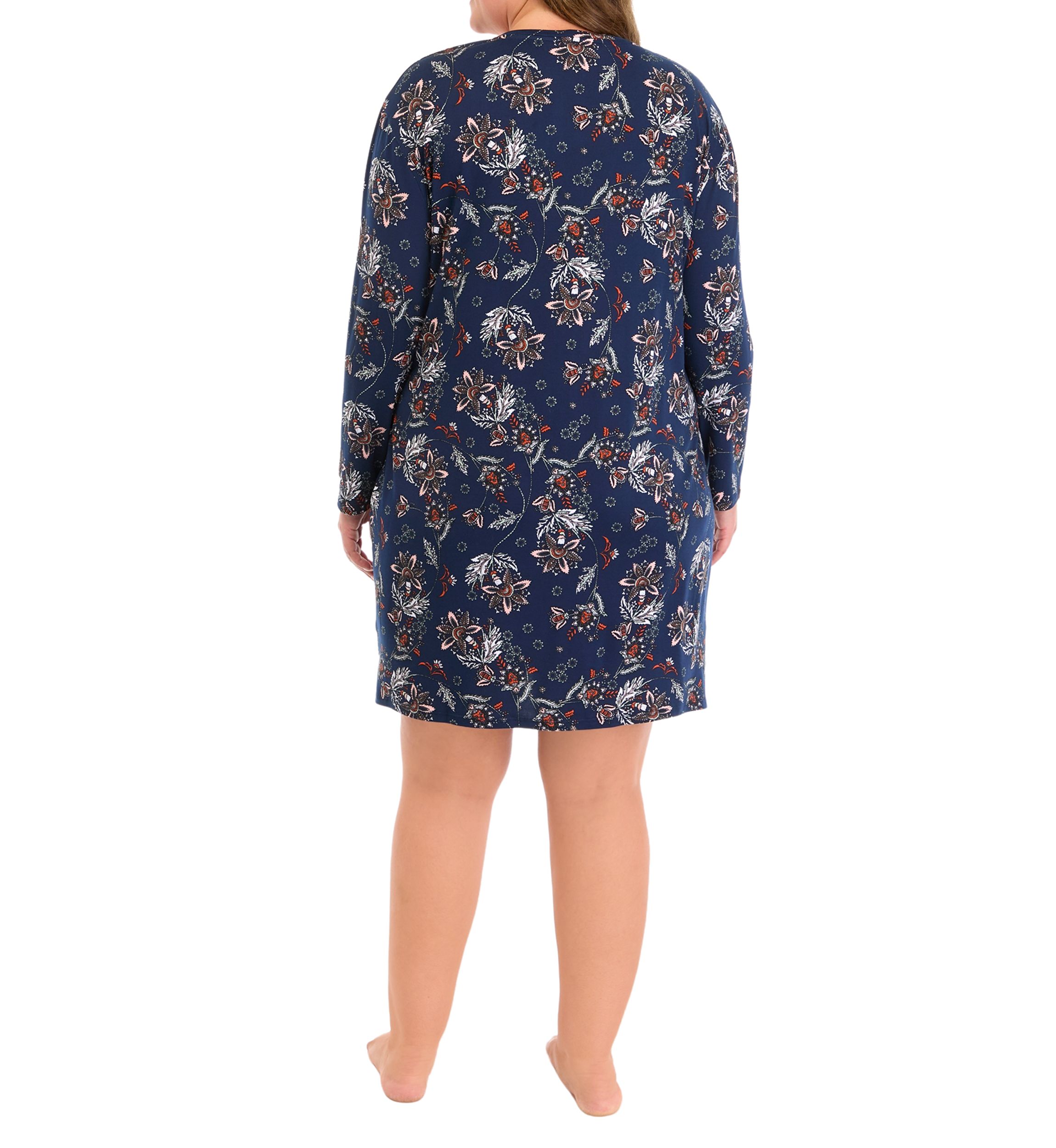 Plus Size Long Sleeve Printed Nightgown