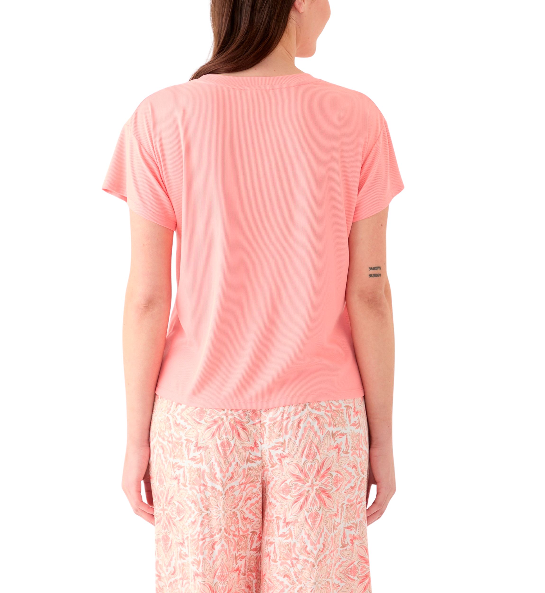 Womens Short Sleeve Solid Boxy Crew Neck Sleep T-Shirt