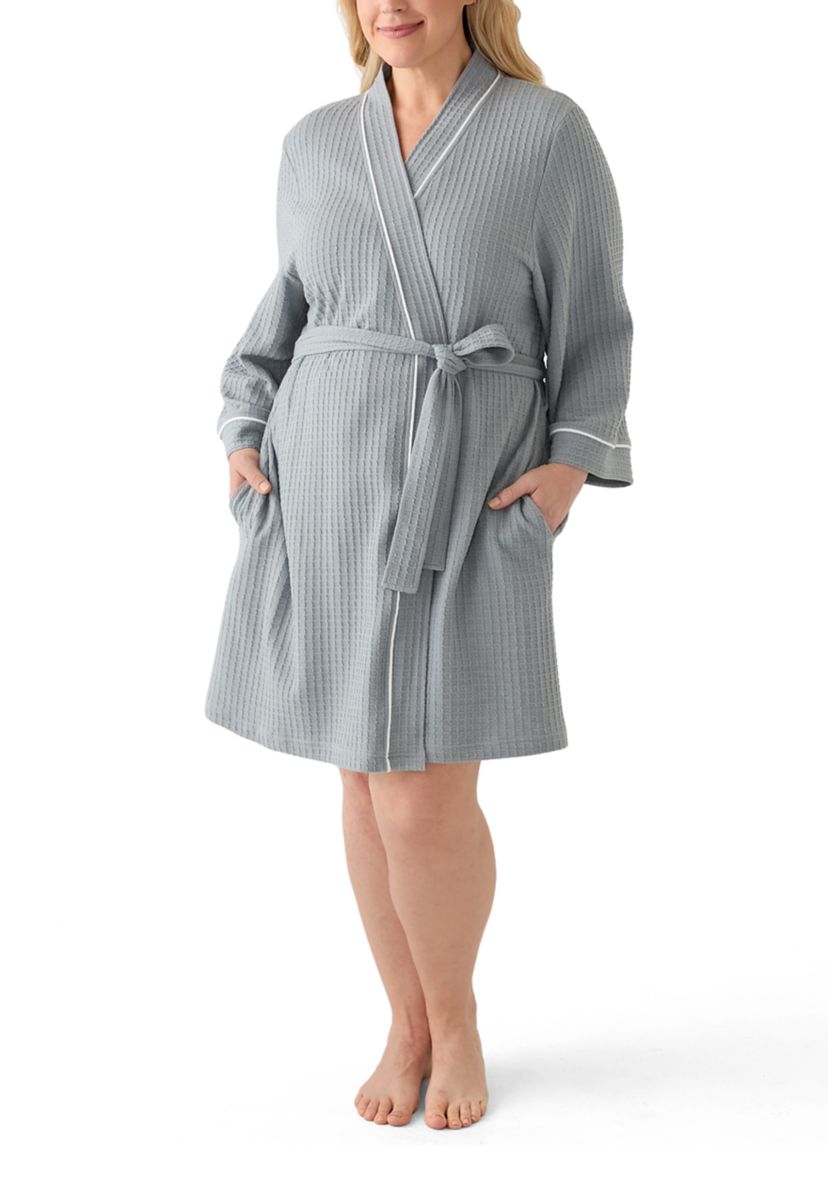 Plus Size Waffle Wrap Robe