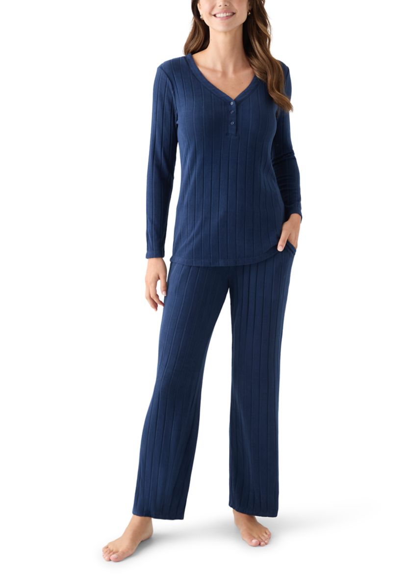 Ribbed Henley Pajama Set