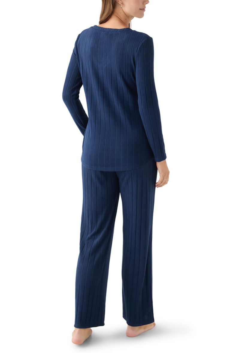 Ribbed Henley Pajama Set