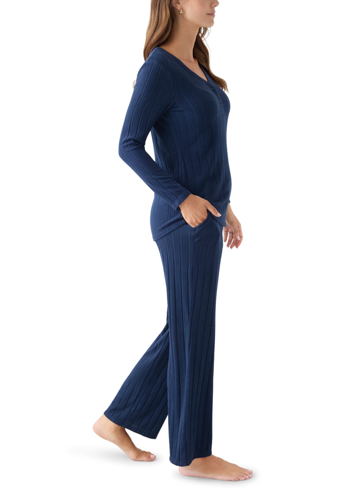 Ribbed Henley Pajama Set