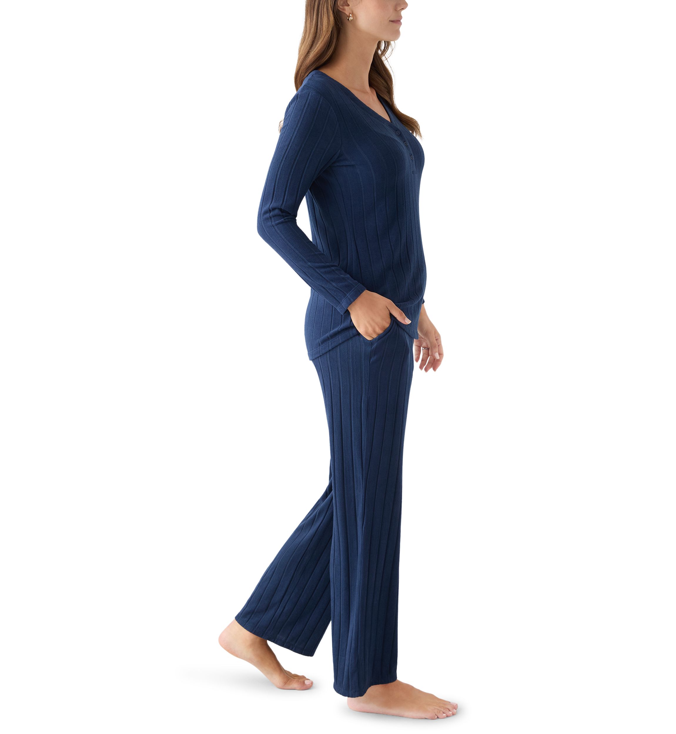 Ribbed Henley Pajama Set