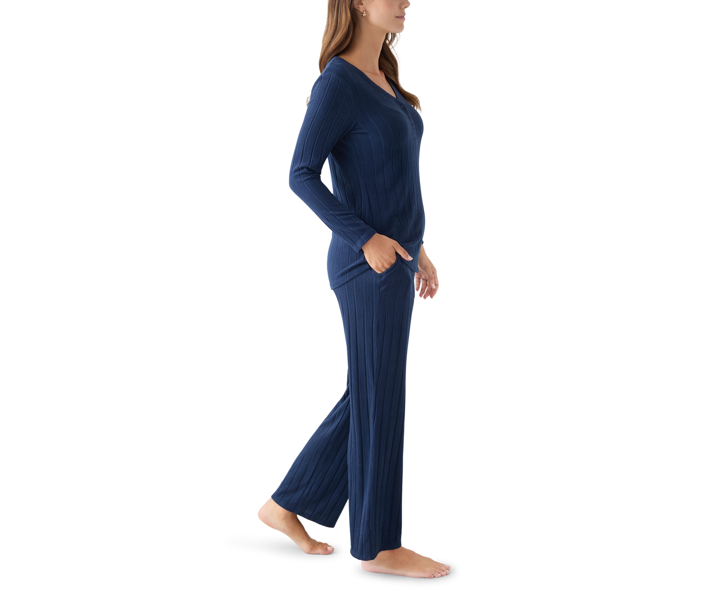 Ribbed Henley Pajama Set