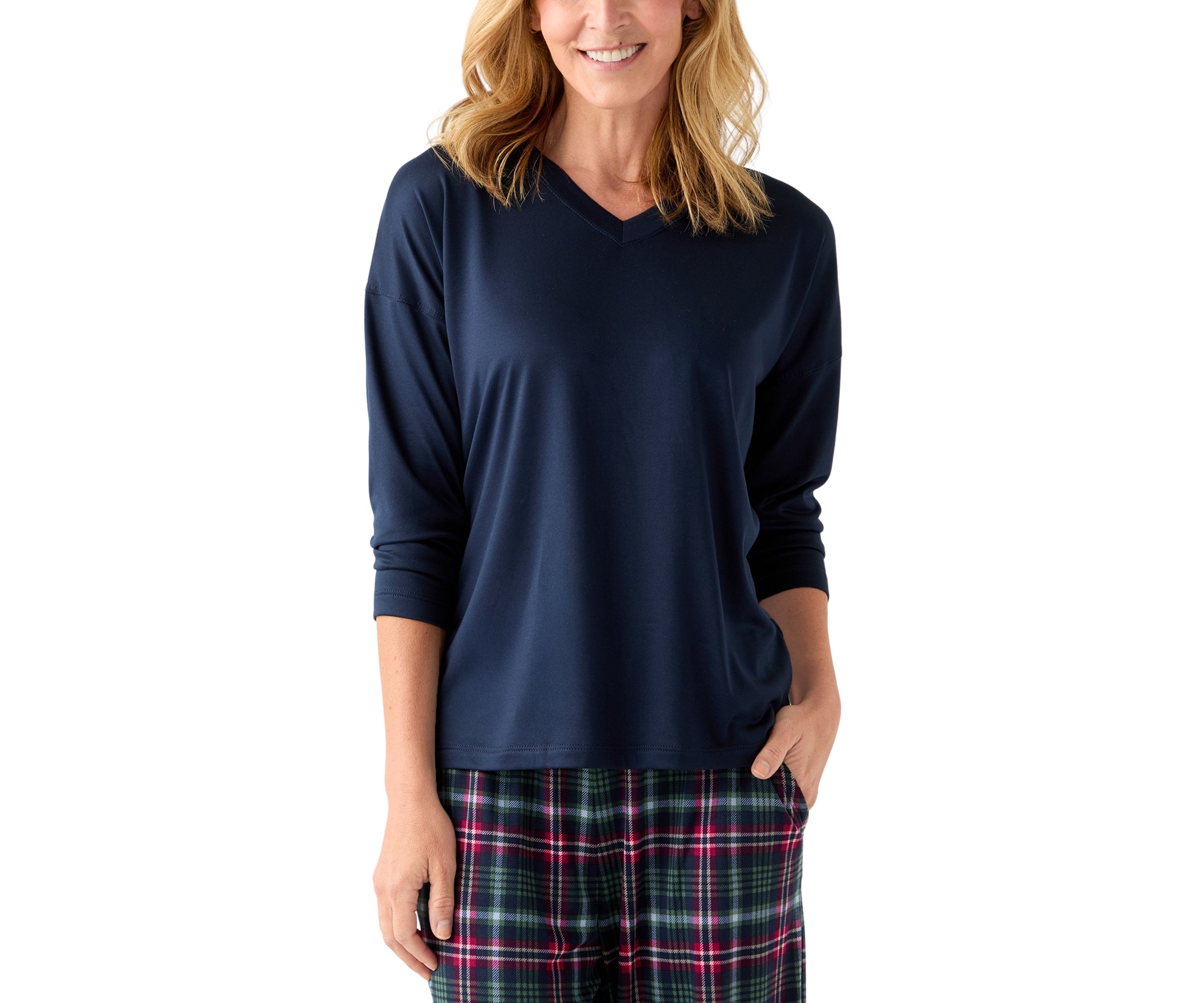 Womens Long Sleeve V-Neck Table Top