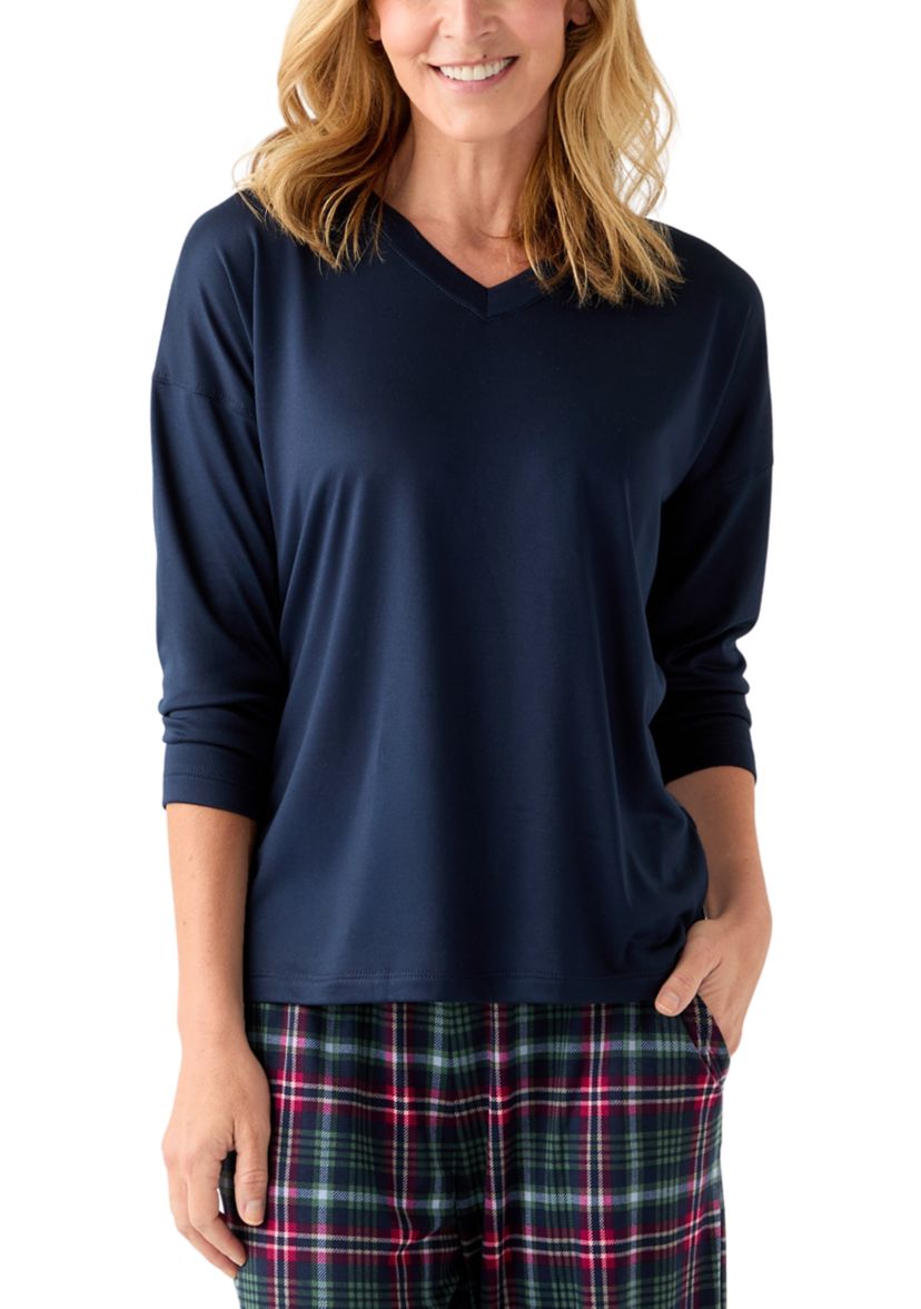Womens Long Sleeve V-Neck Table Top