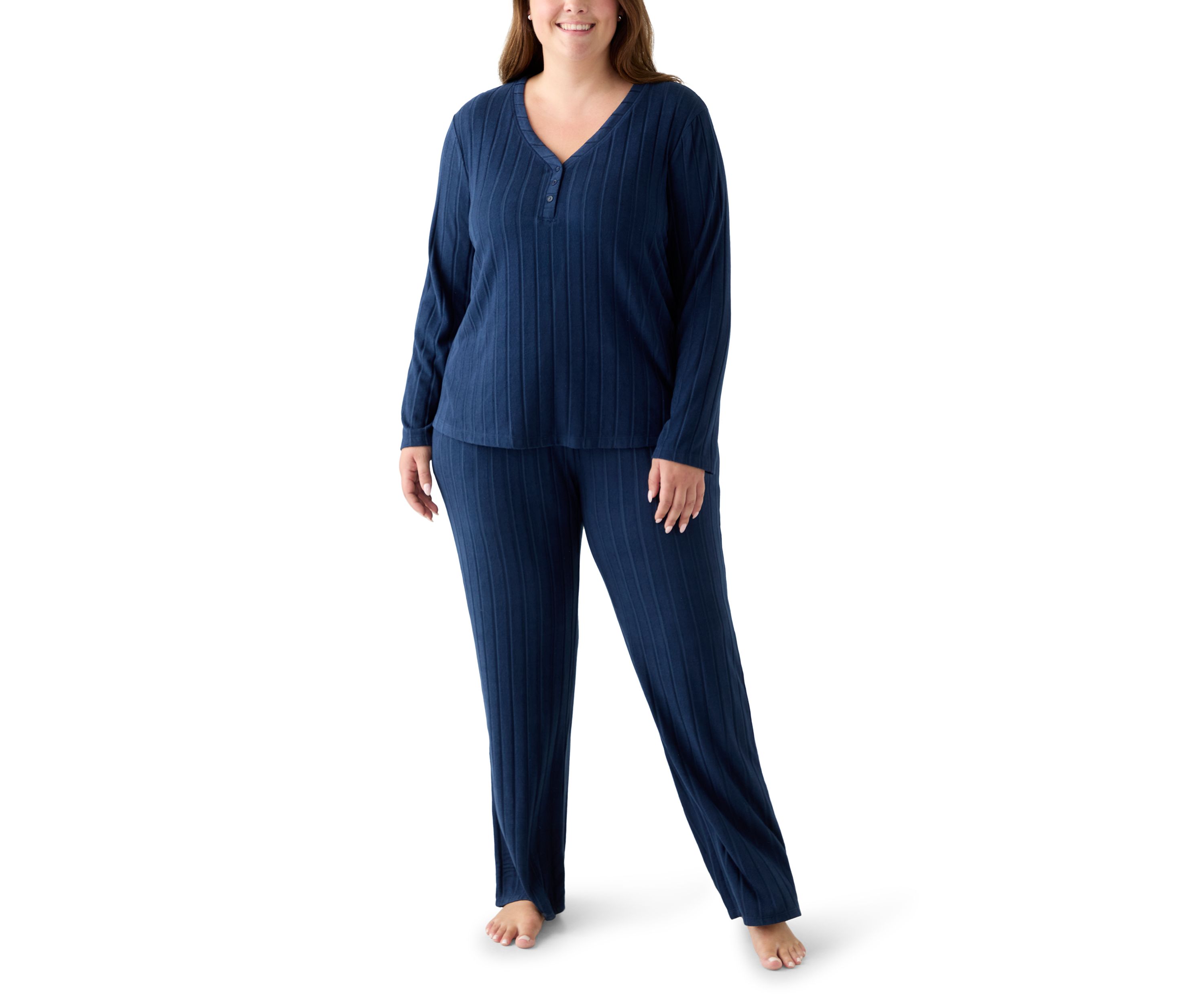 Plus Size Ribbed Knit Pajama Set