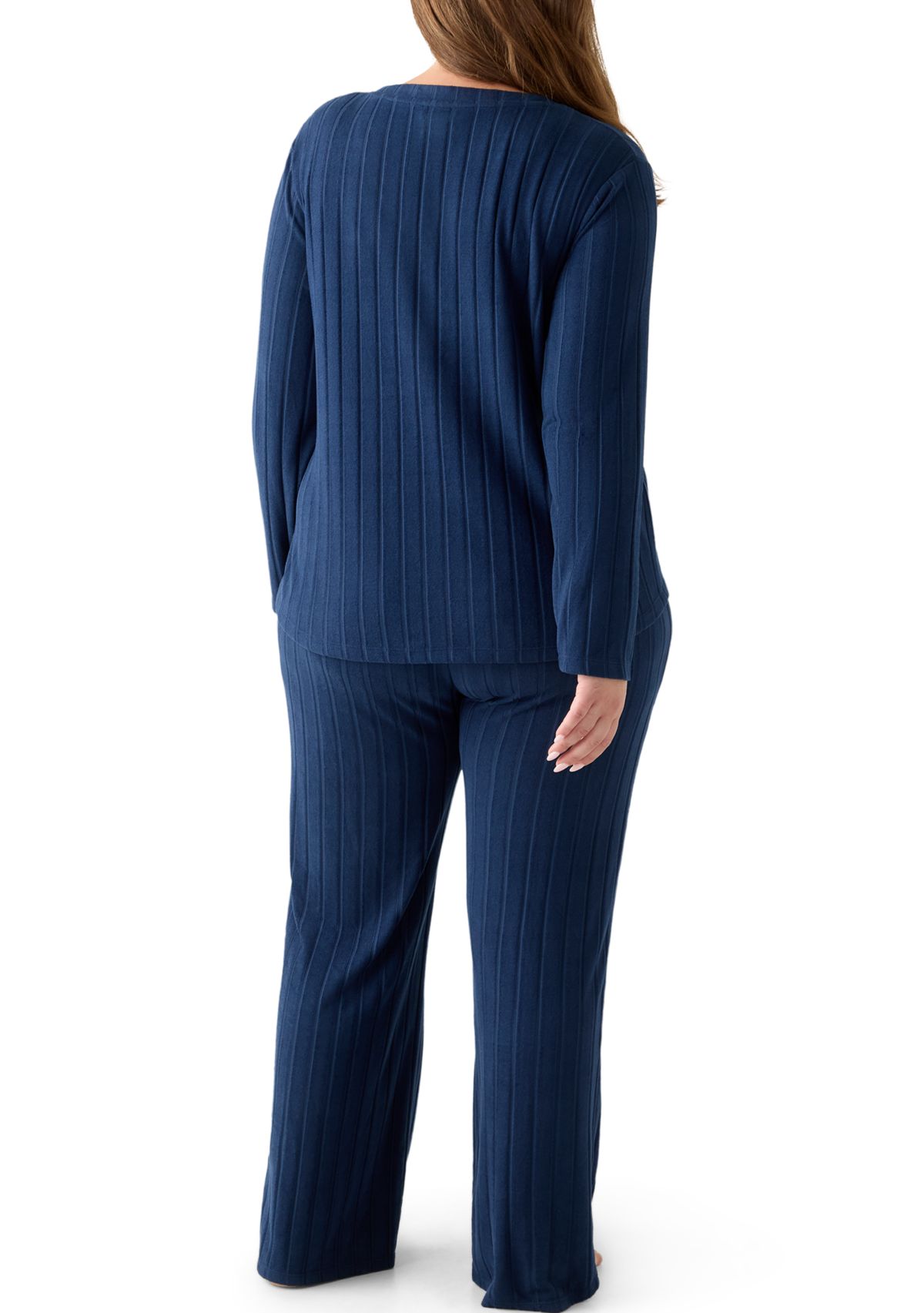 Plus Size Ribbed Knit Pajama Set