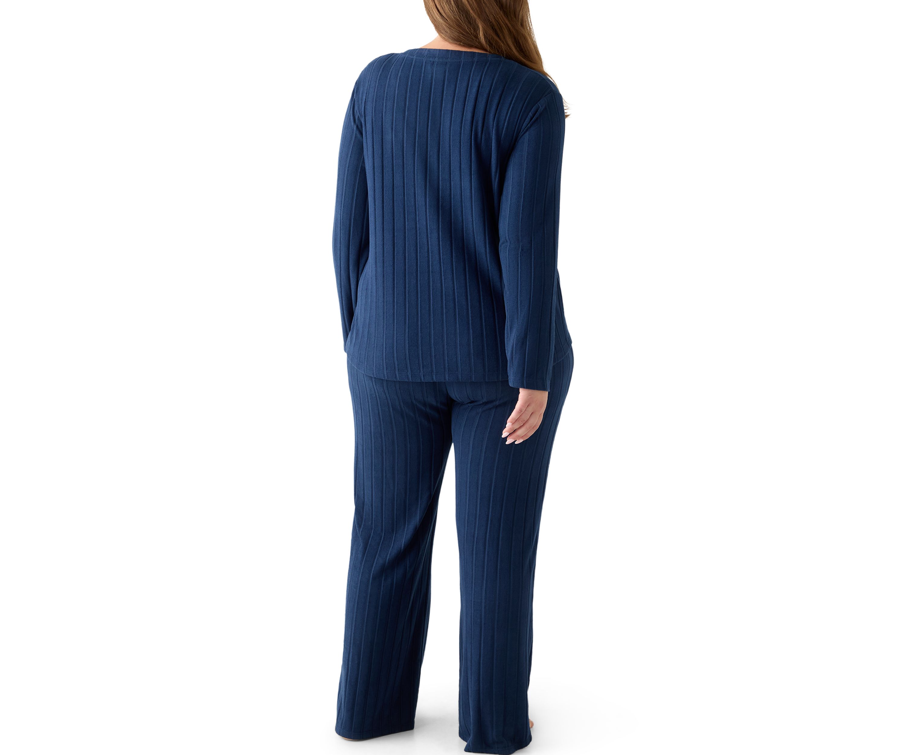 Plus Size Ribbed Knit Pajama Set