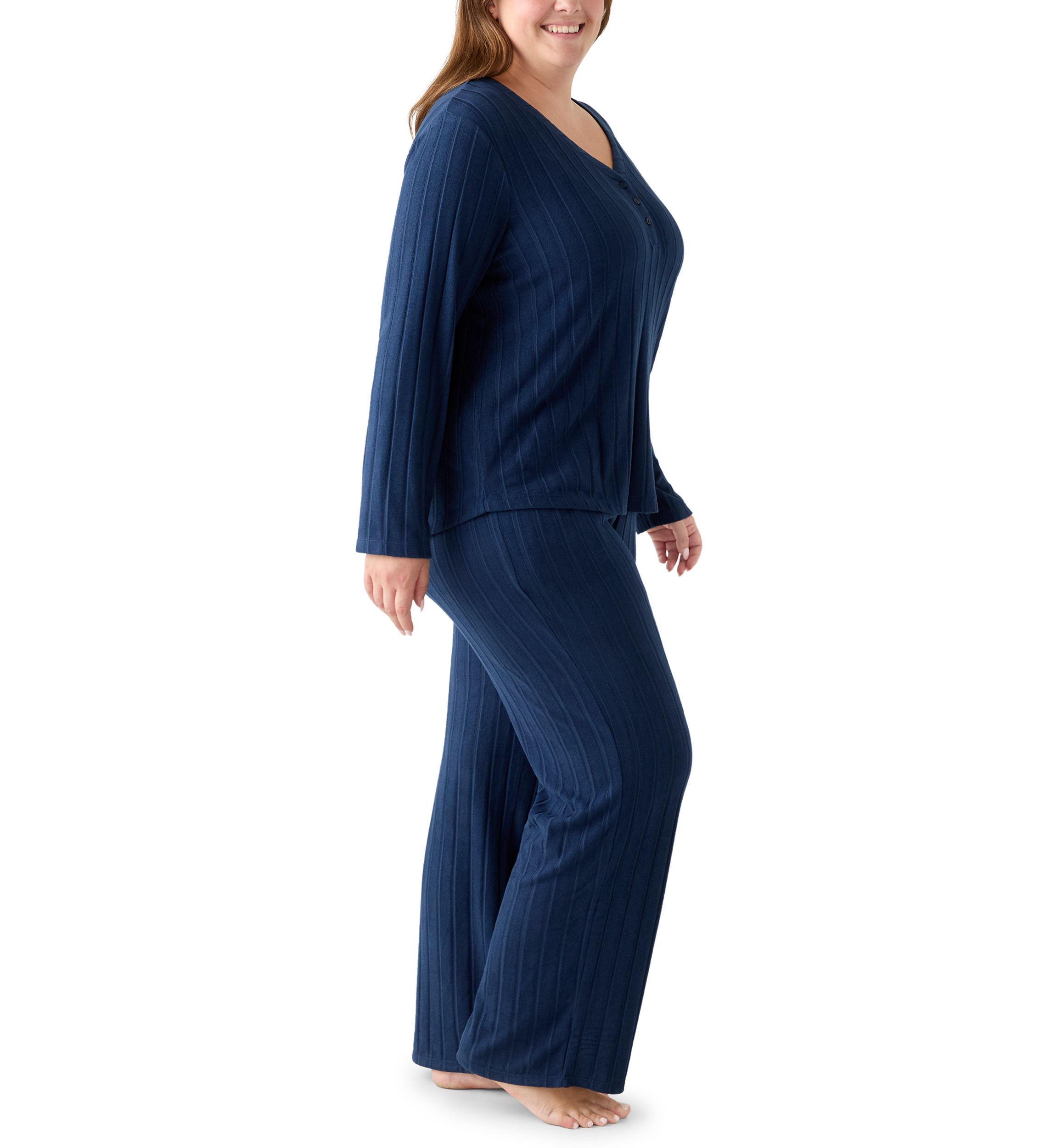 Plus Size Ribbed Knit Pajama Set