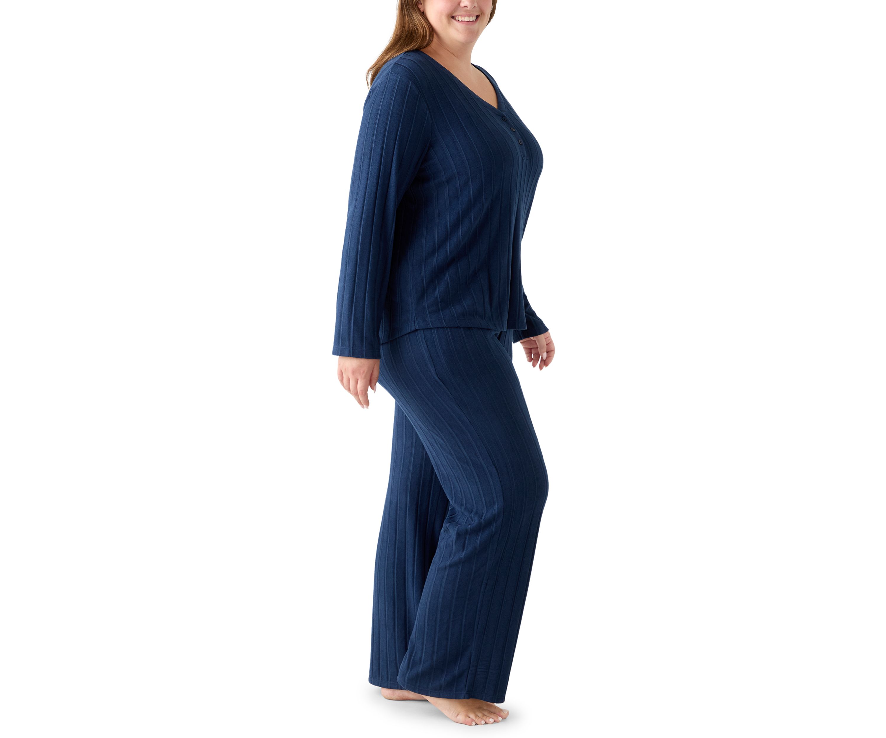 Plus Size Ribbed Knit Pajama Set