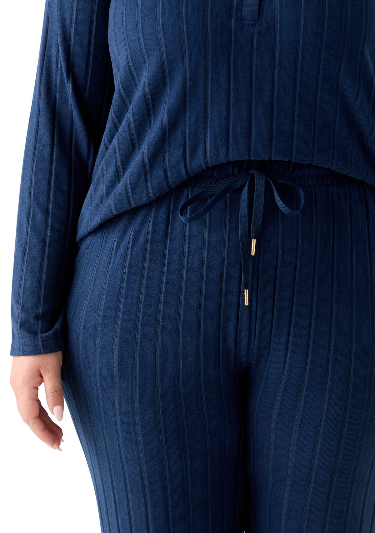 Plus Size Ribbed Knit Pajama Set
