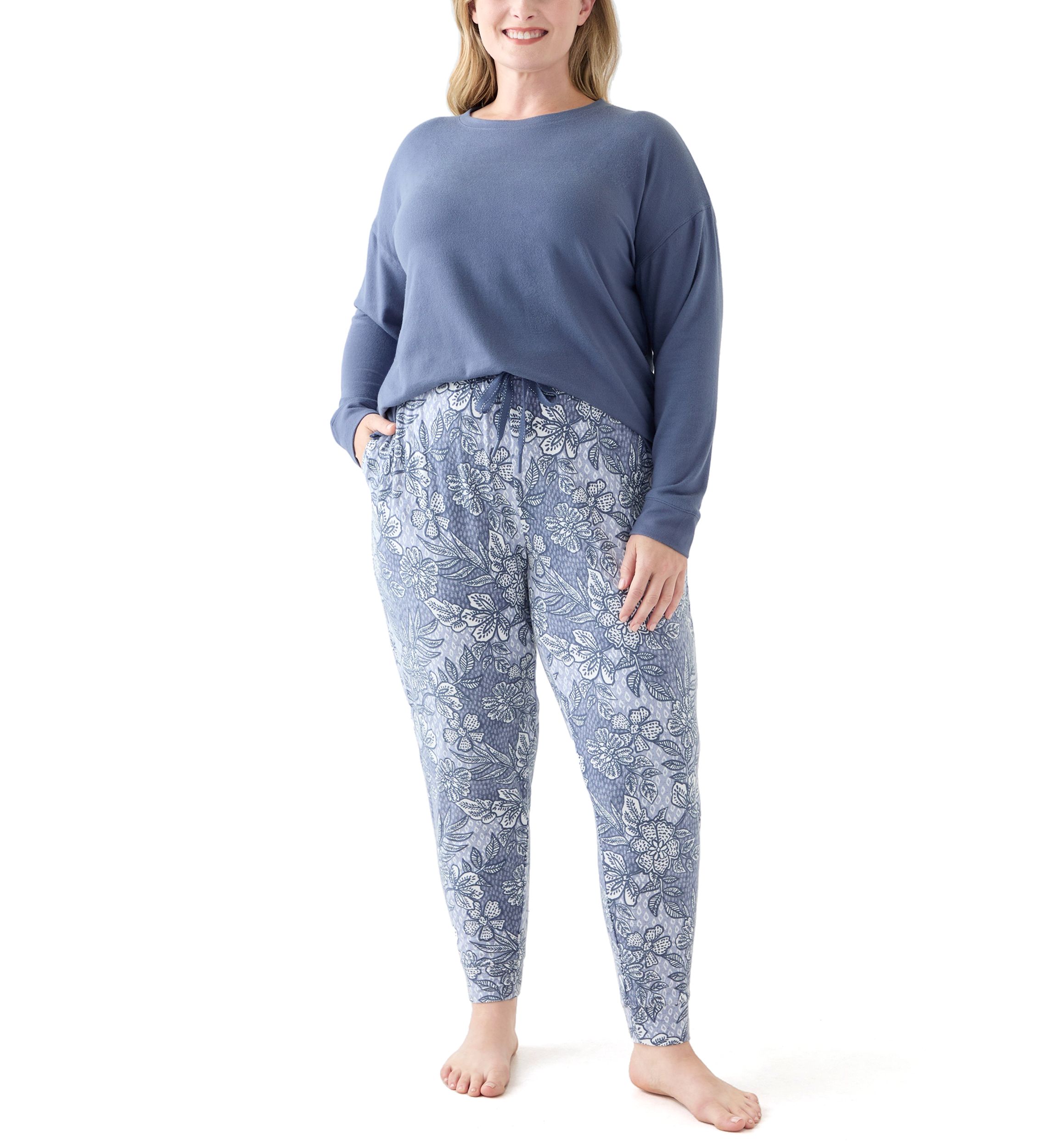 Plus Size Knit Folded Pajama Set