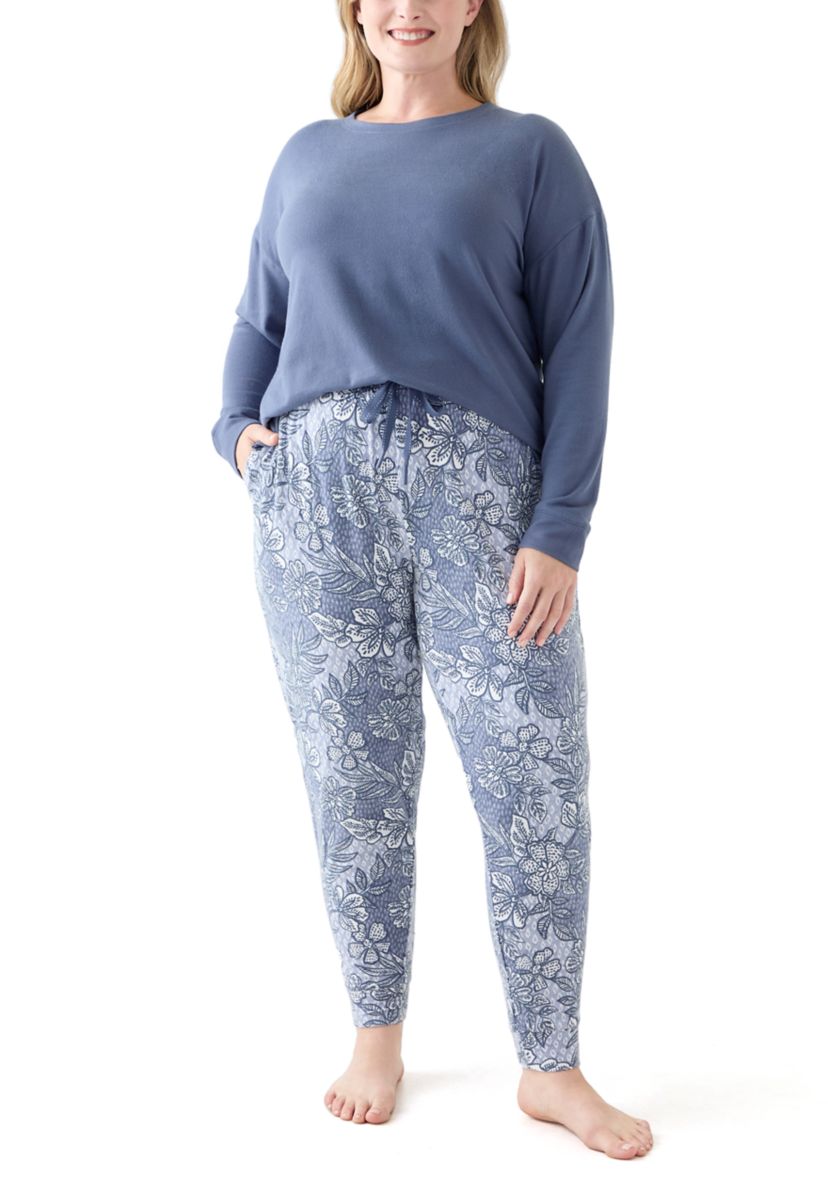 Plus Size Knit Folded Pajama Set