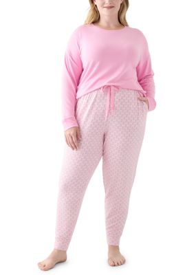 Wonderly Women's Plus Size Knit Folded Pajama Set, 1X