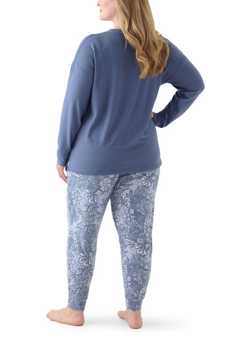 Plus Size Knit Folded Pajama Set