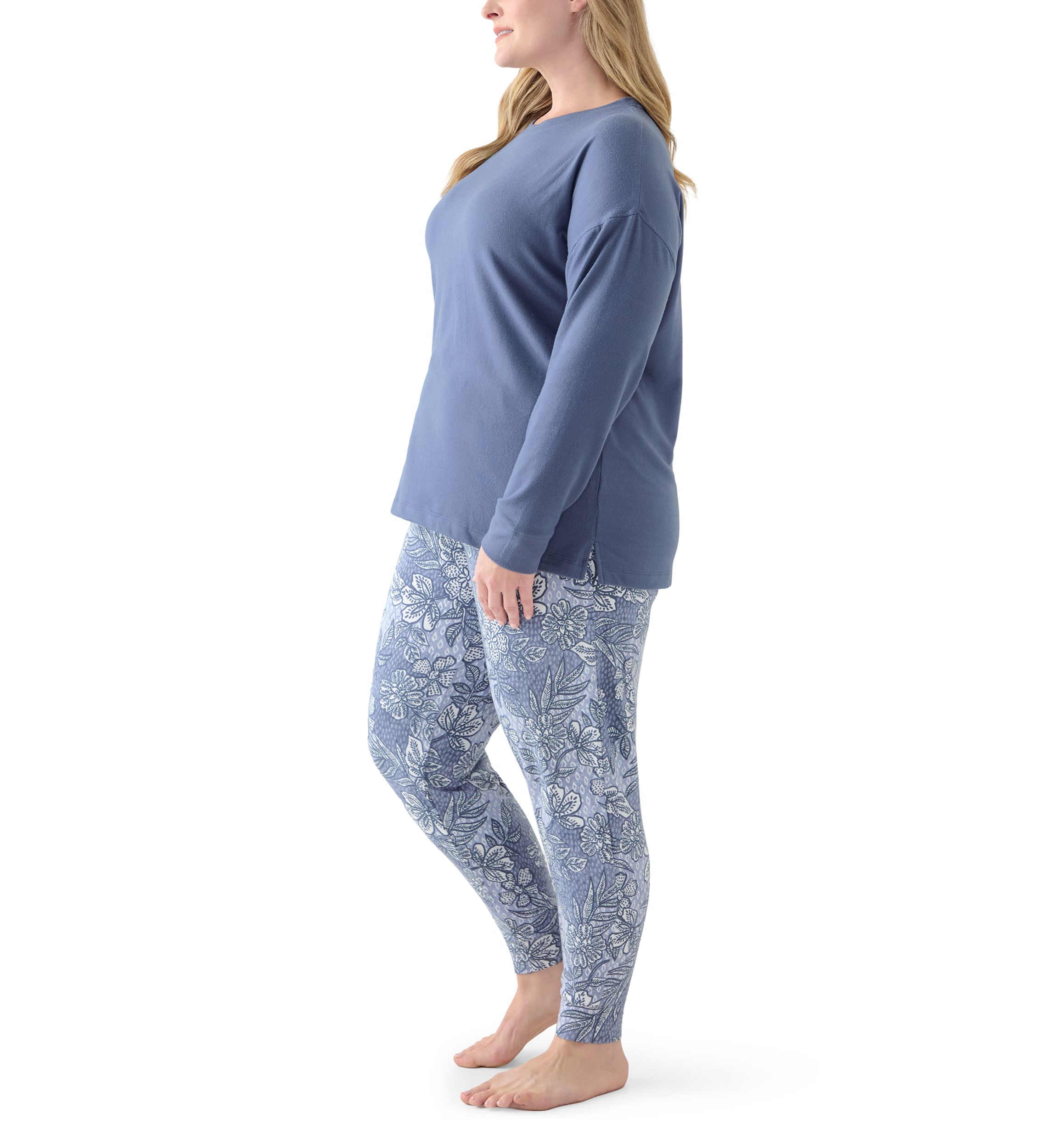Plus Size Knit Folded Pajama Set