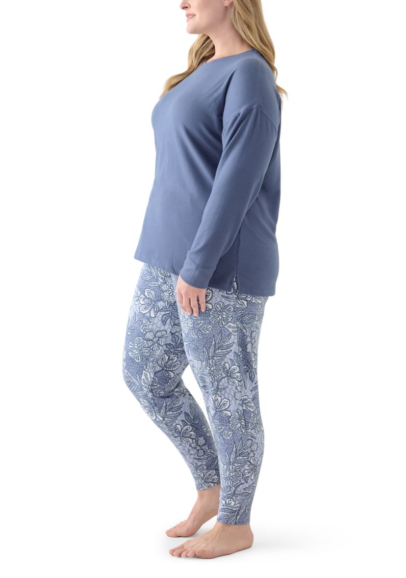 Plus Size Knit Folded Pajama Set