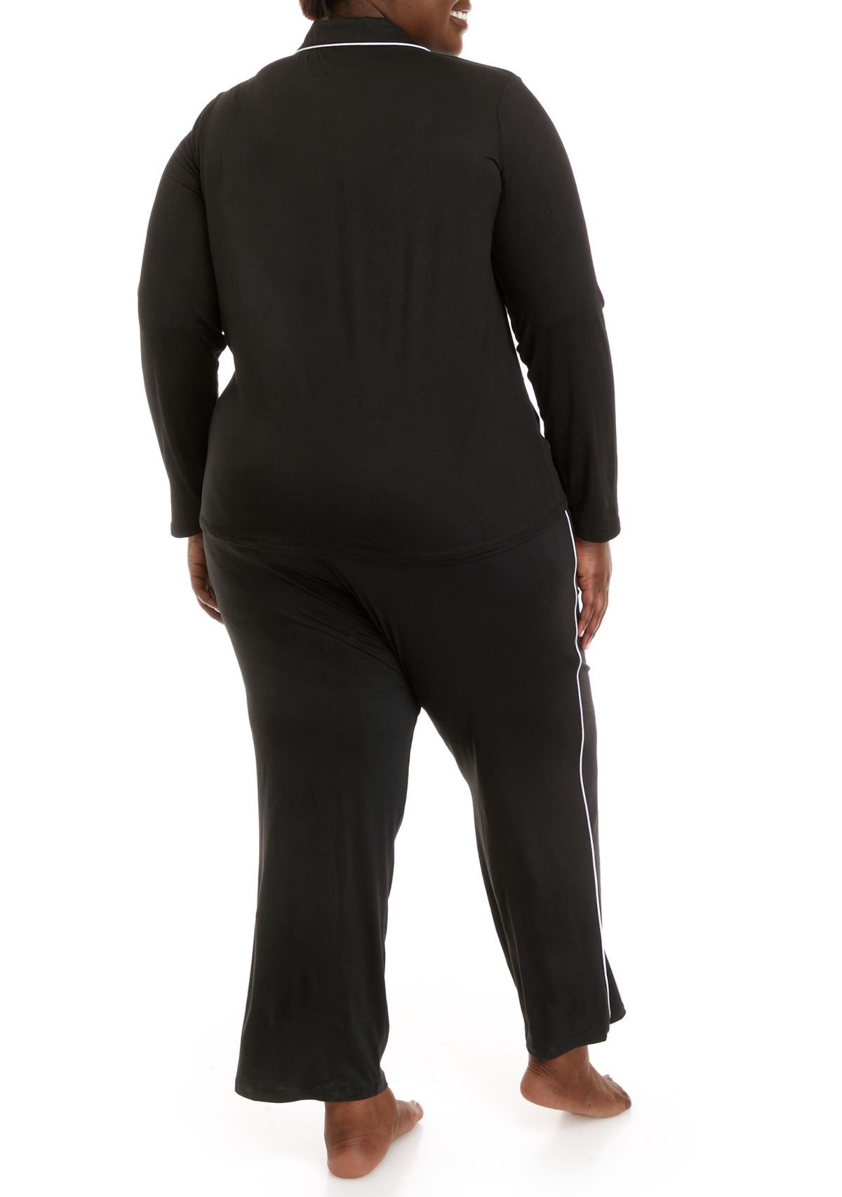 Plus Size Notch Collar Pajama Set