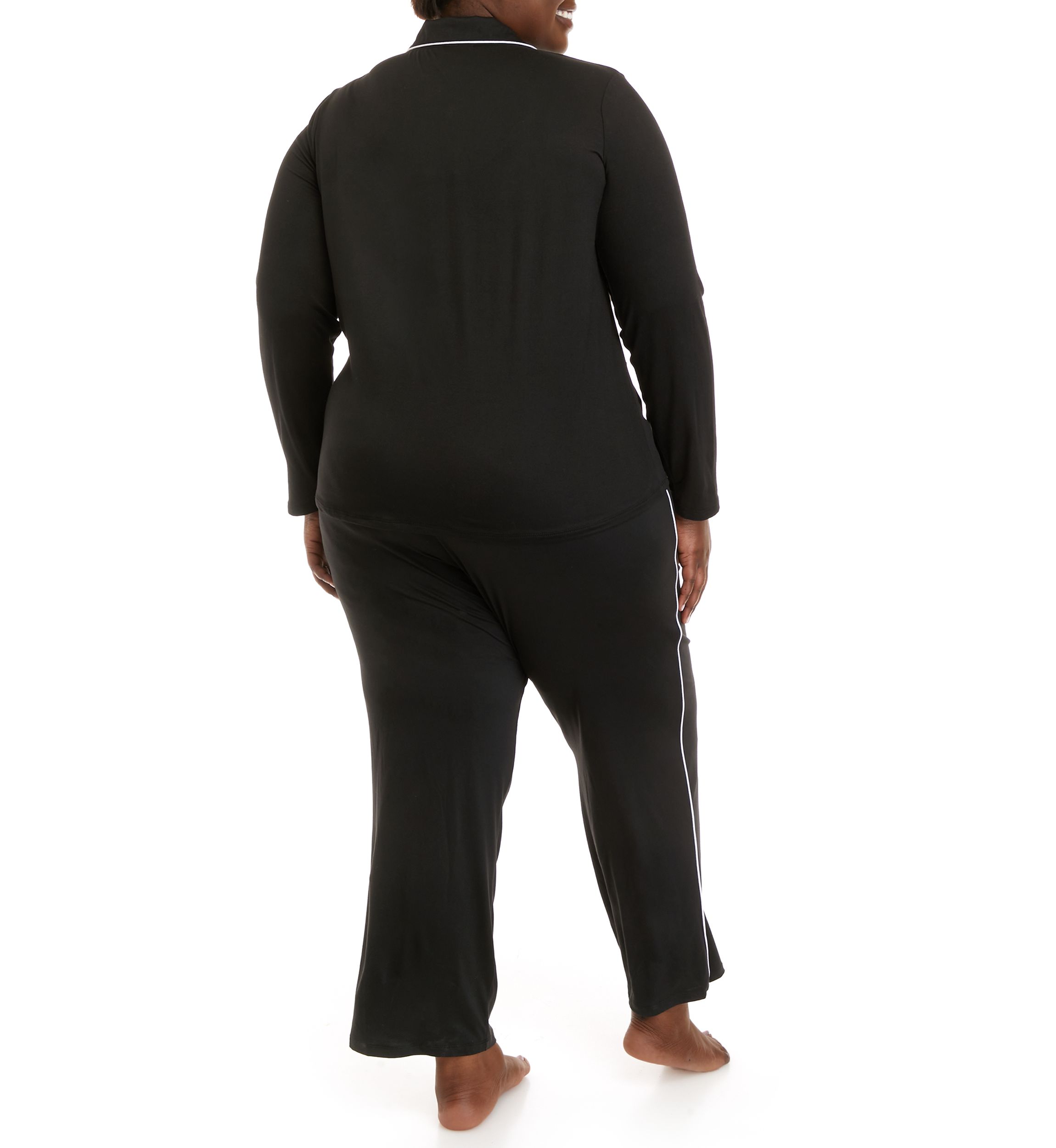 Plus Size Notch Collar Pajama Set