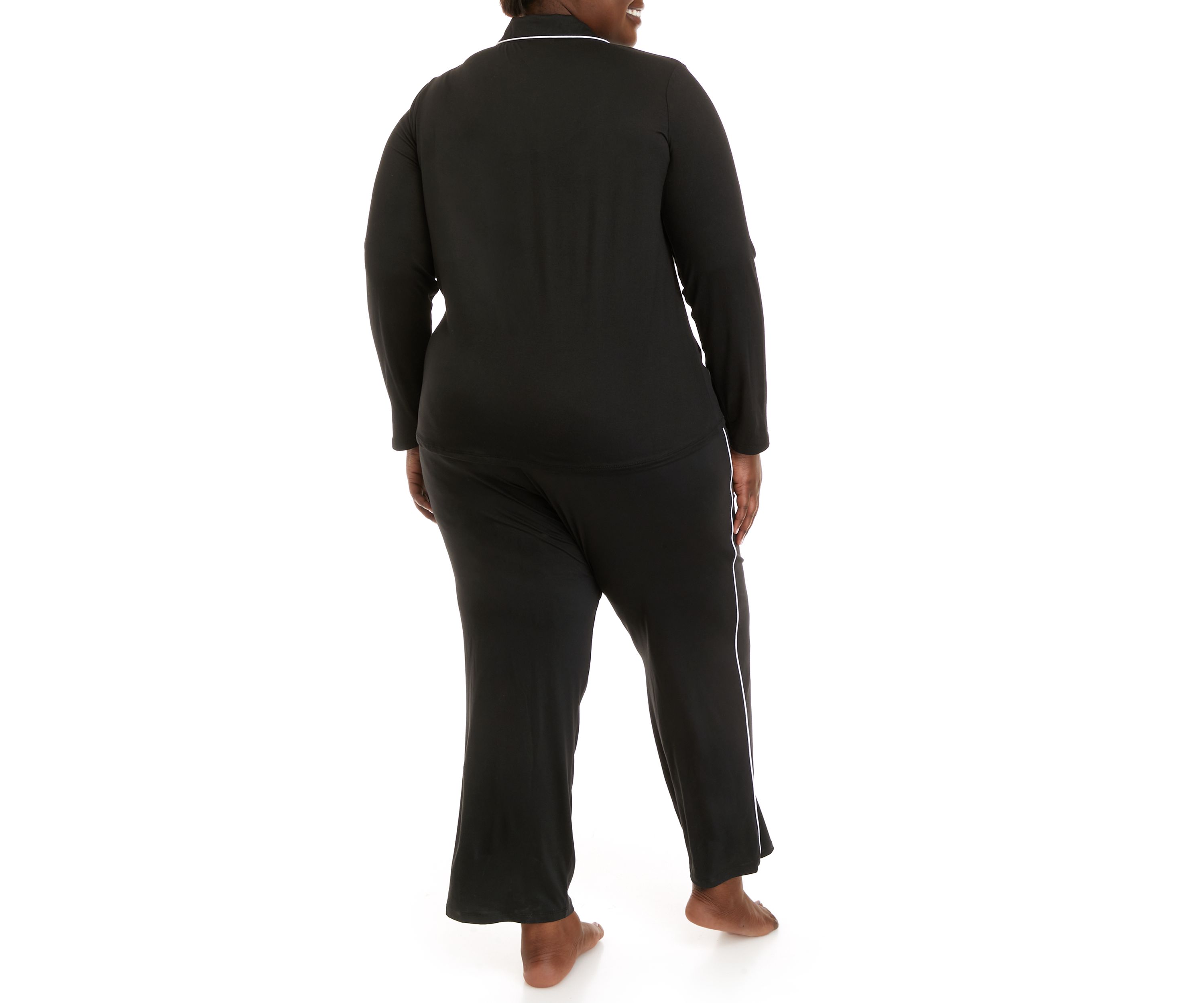 Plus Size Notch Collar Pajama Set