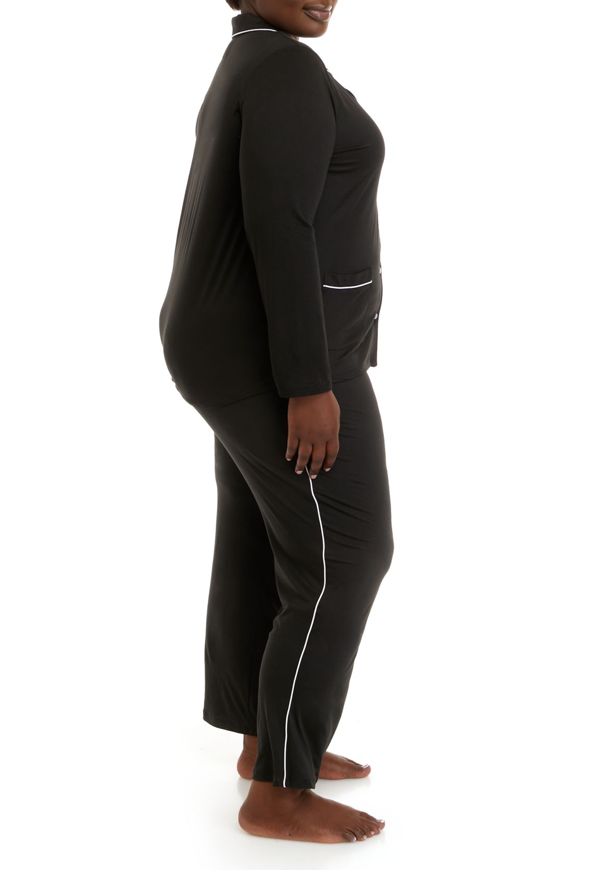 Plus Size Notch Collar Pajama Set