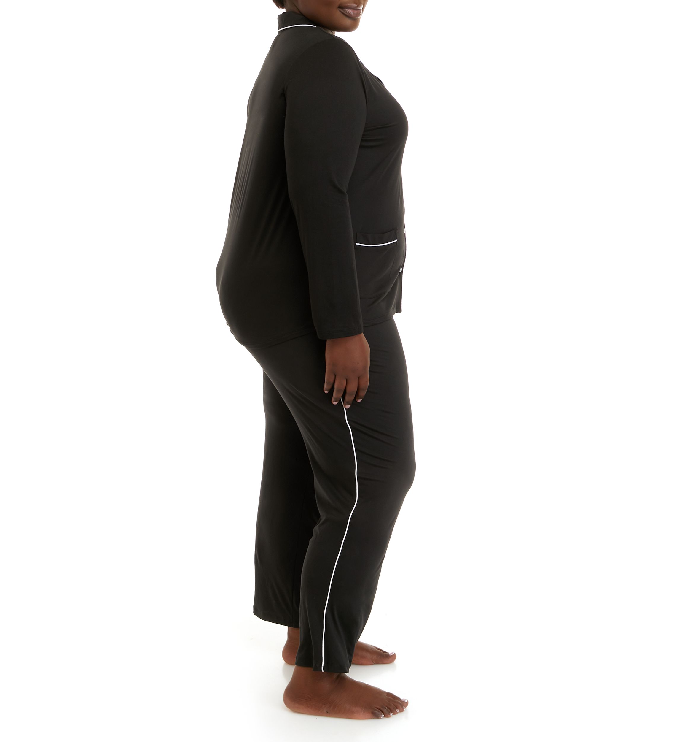 Plus Size Notch Collar Pajama Set