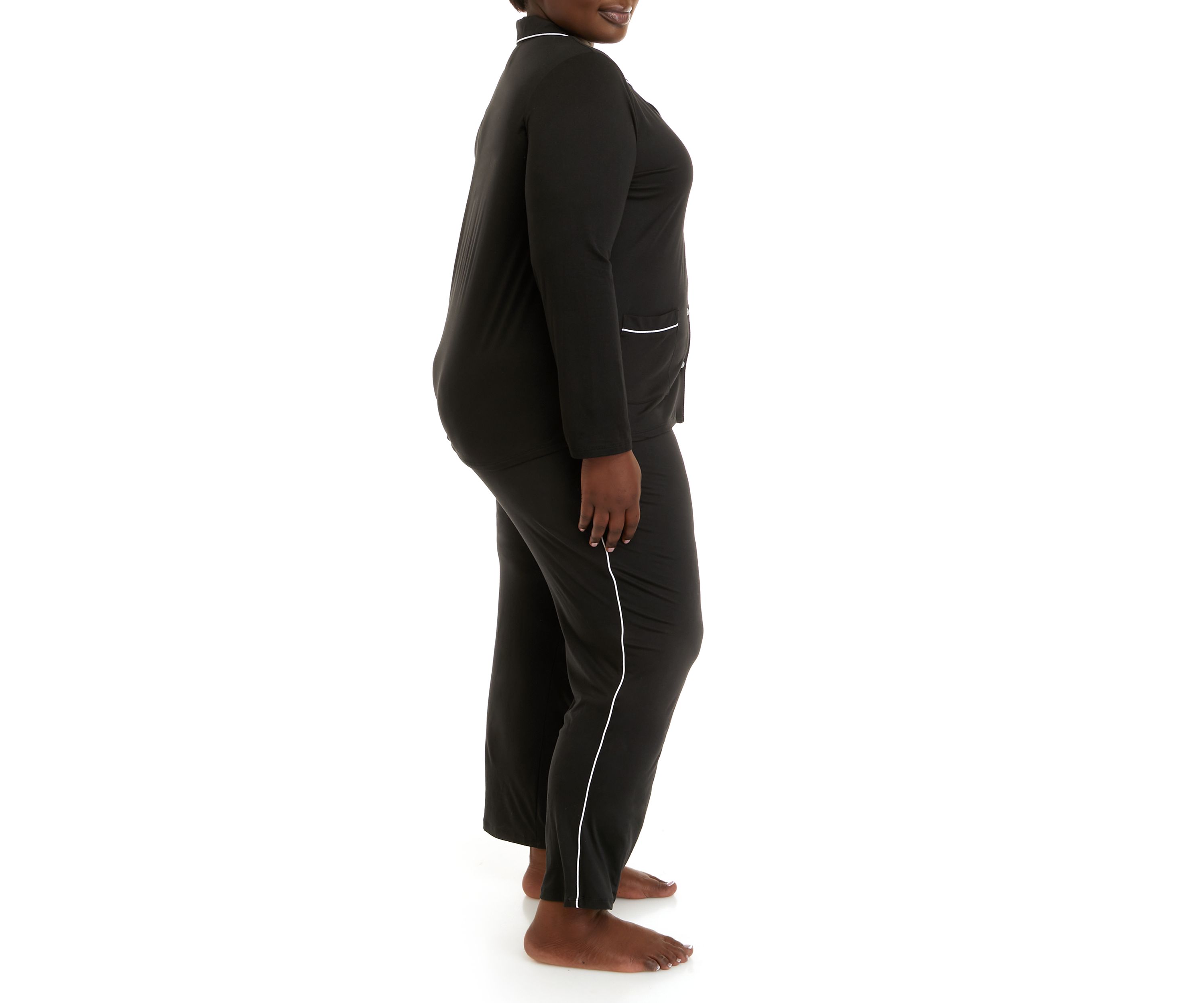 Plus Size Notch Collar Pajama Set