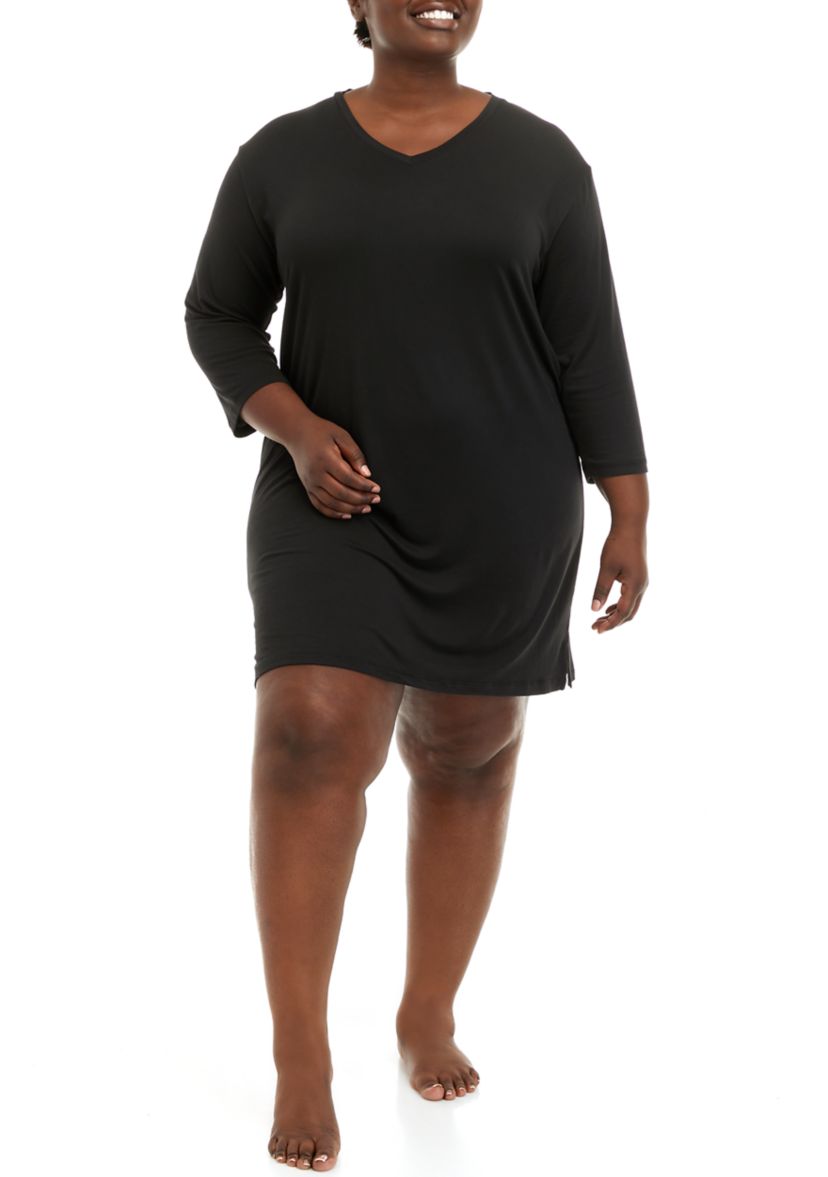 Plus Size 3/4 Sleeve Sleep Shirt 