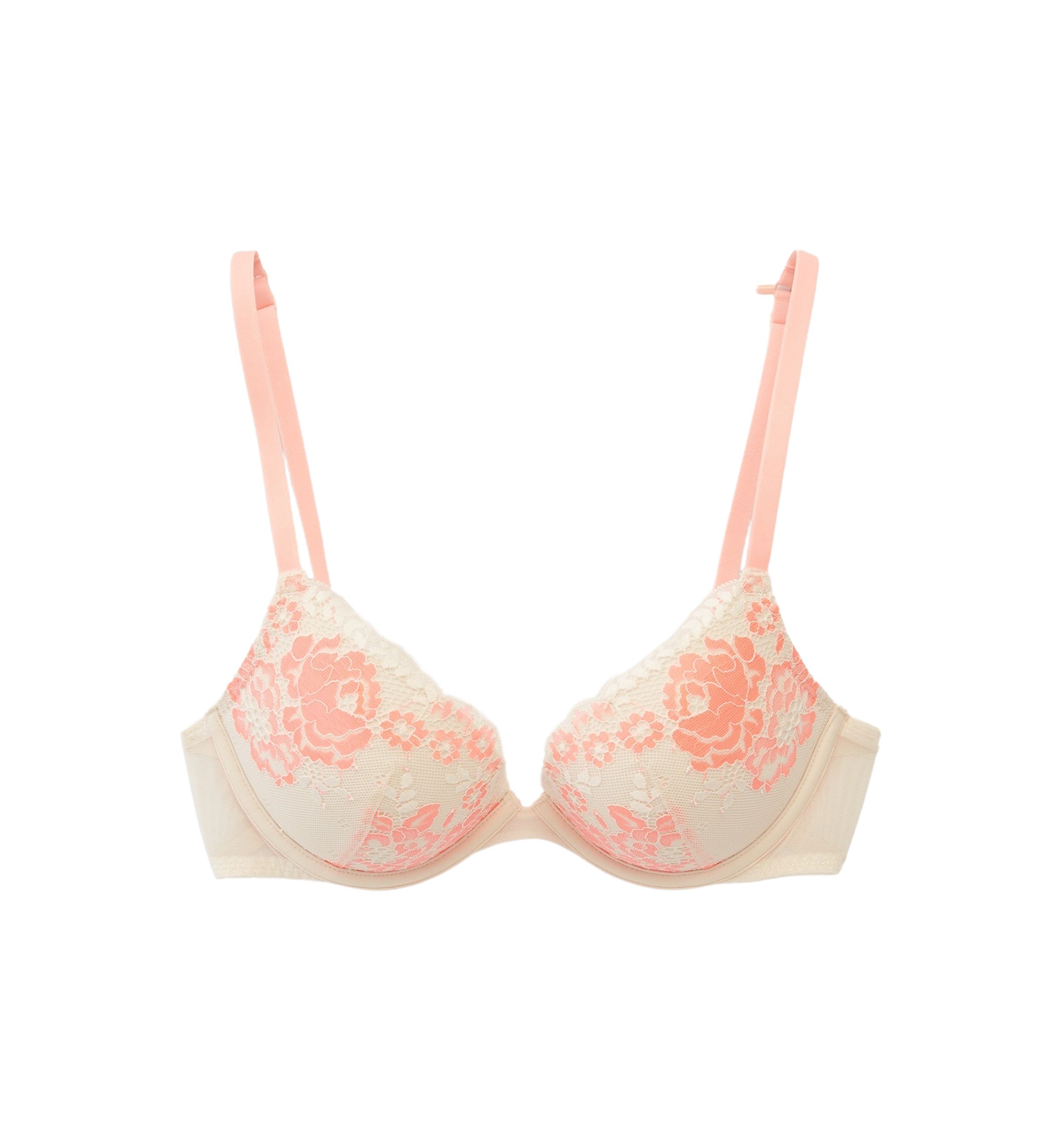 Cross Dye Lace Push Up Plunge Underwire Bra