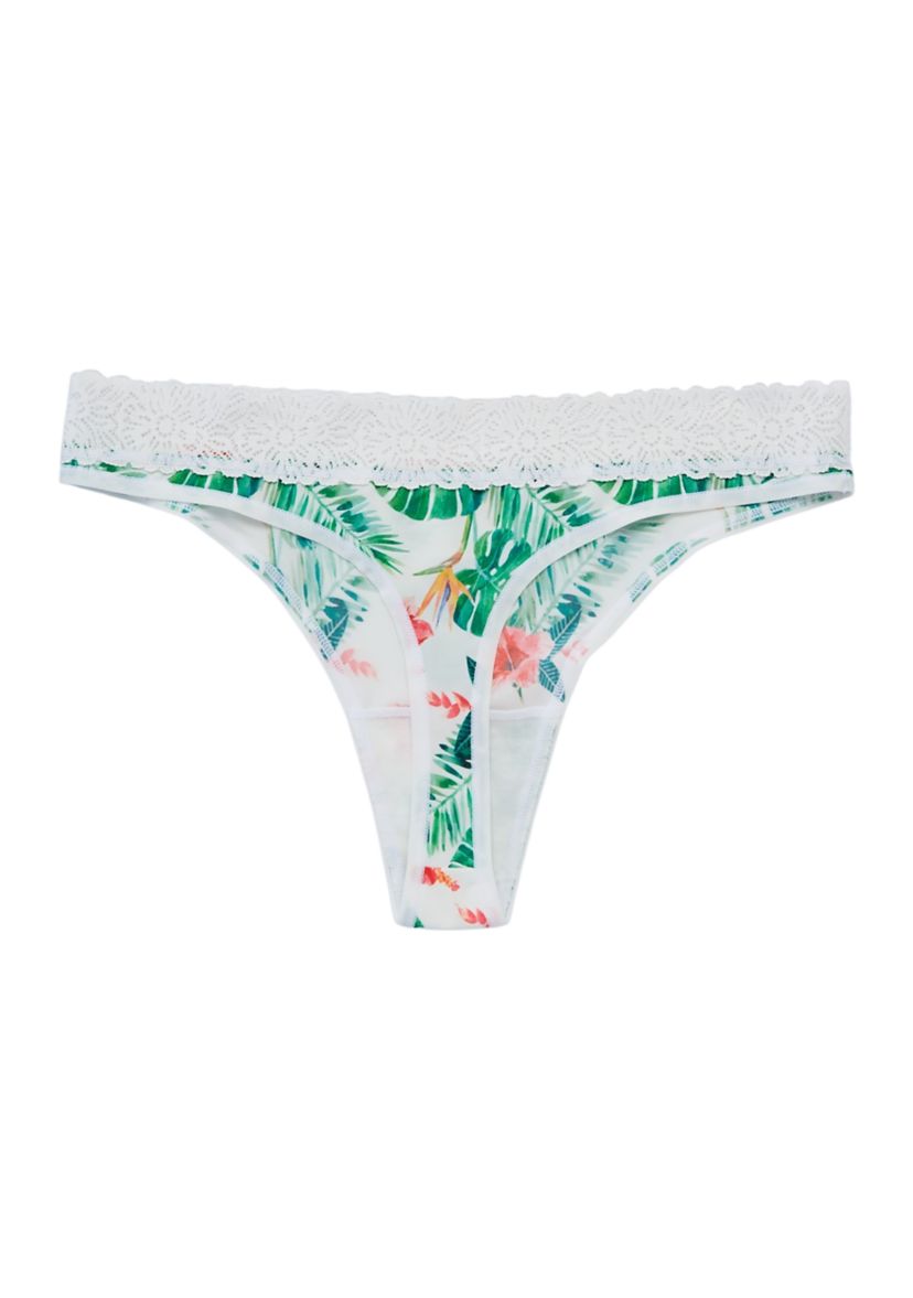Lace Microfiber Thong 