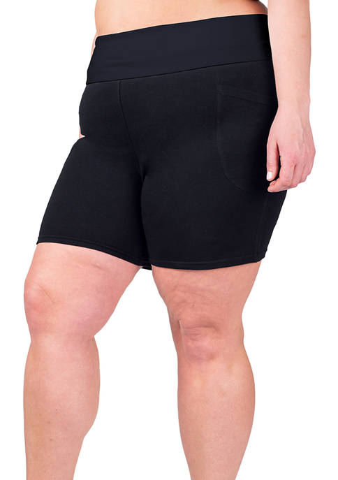 Foldover Active Shorts with Colored Waistband - 3 Pack