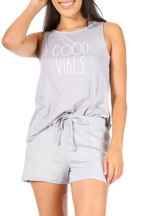 Rae Dunn Womens GOOD VIBES Graphic Tank and