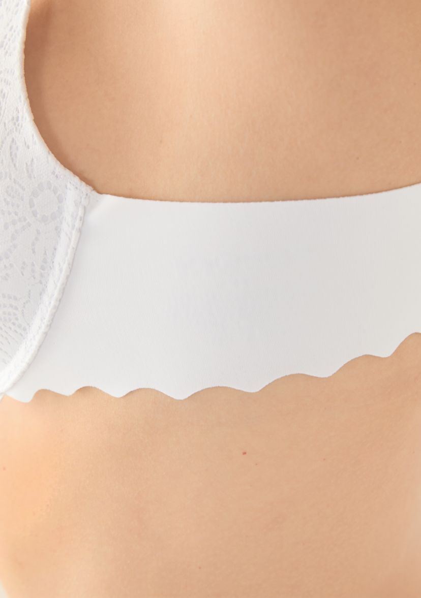 Lace Scallop Edge Front Close Push Up Bra