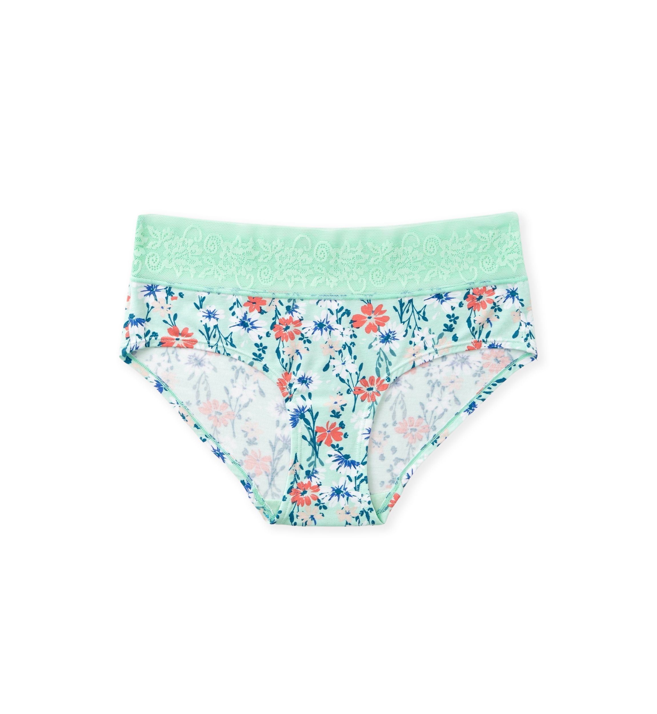 Printed Lace Waist Soft Comfort Hipster Panty