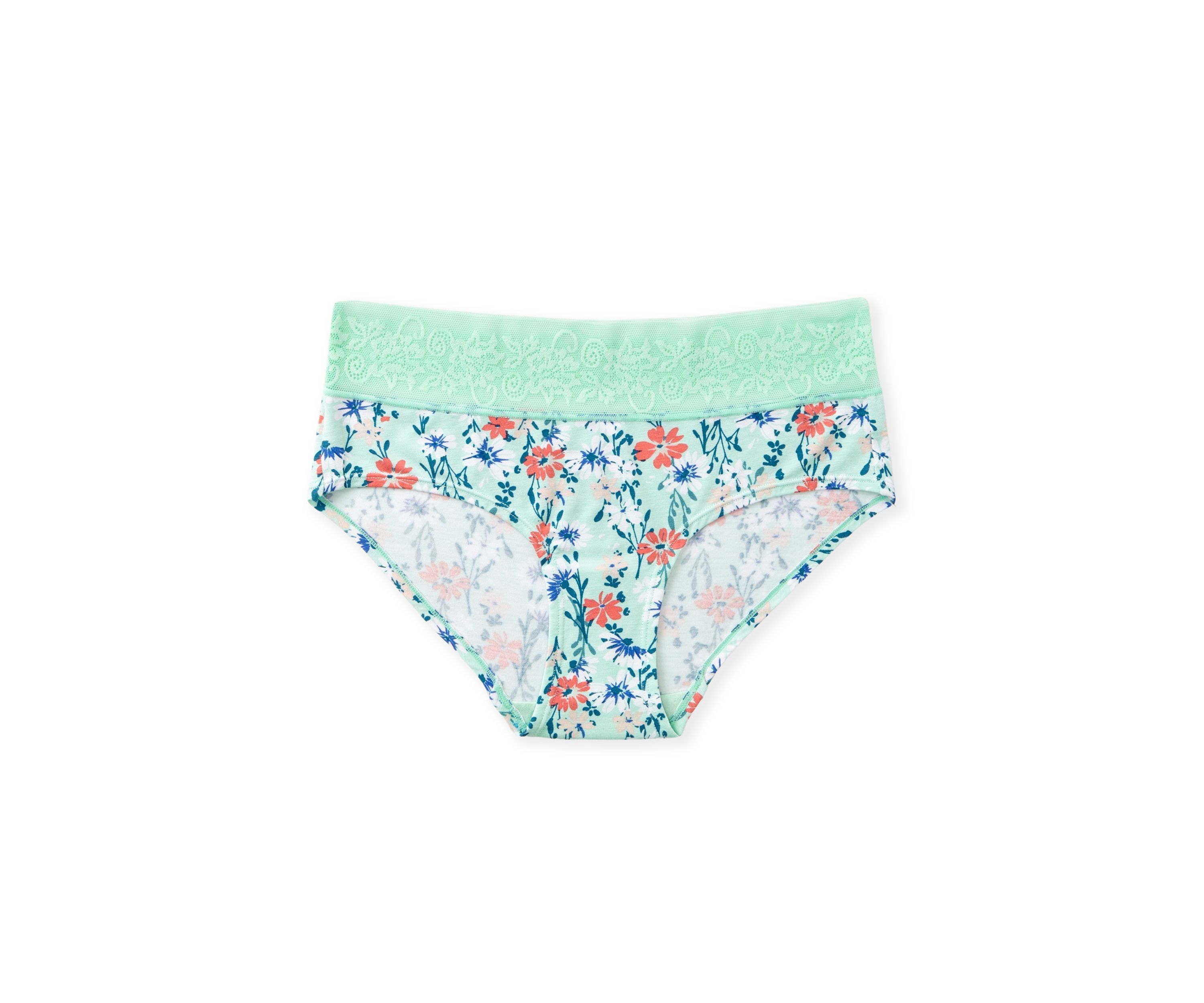 Printed Lace Waist Soft Comfort Hipster Panty