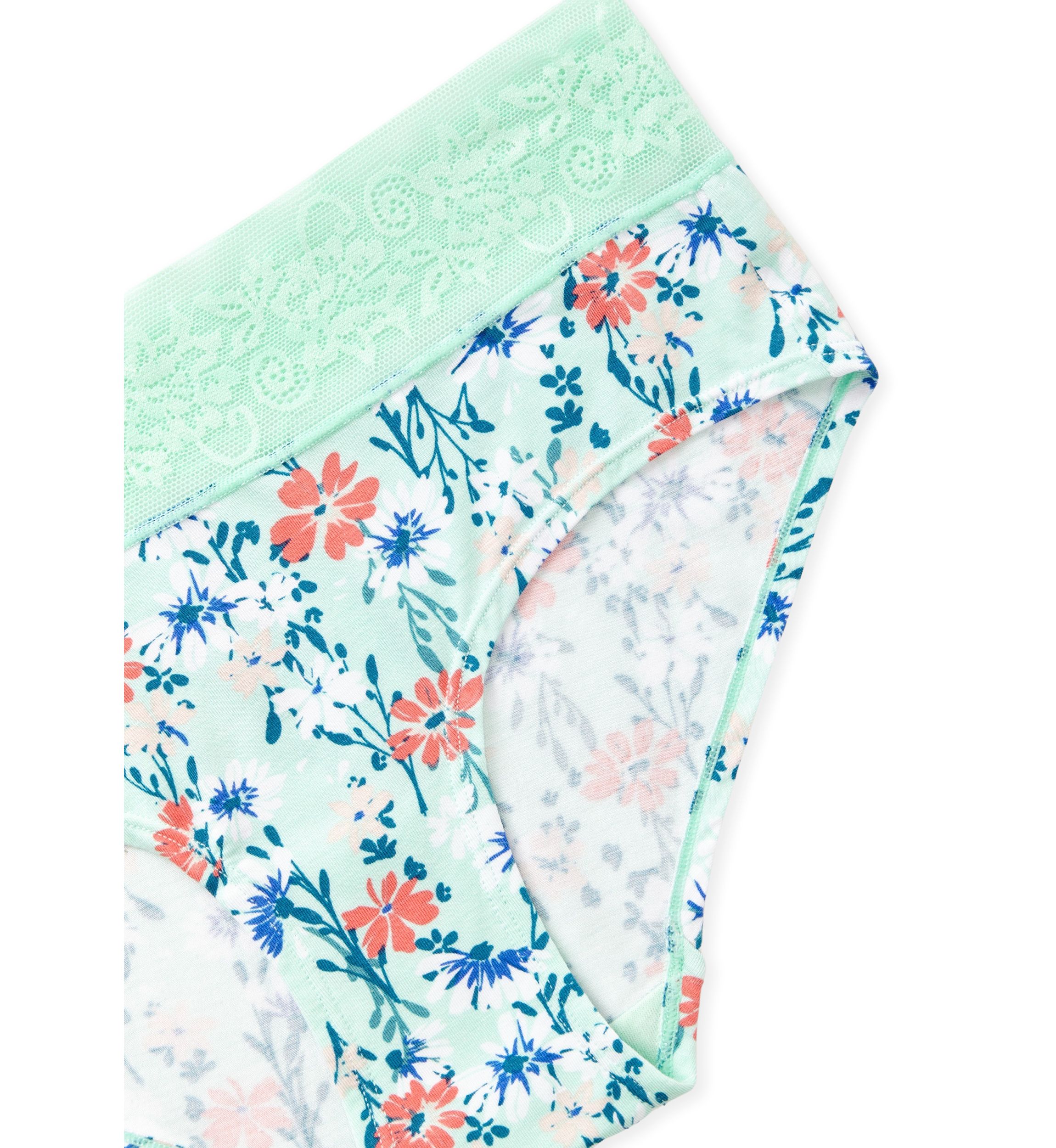 Printed Lace Waist Soft Comfort Hipster Panty