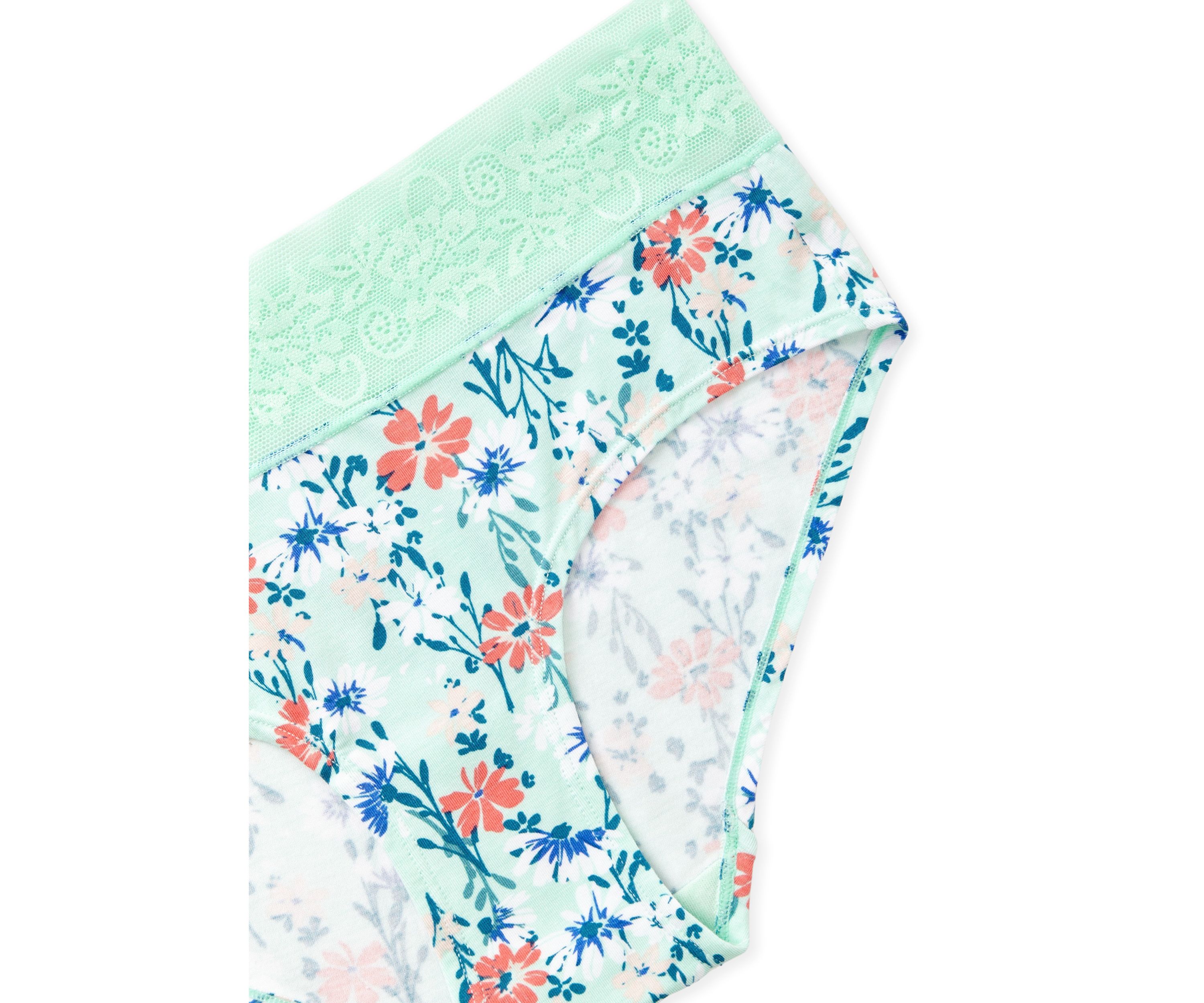 Printed Lace Waist Soft Comfort Hipster Panty