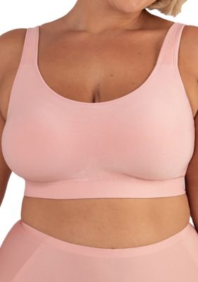 Shapermint Essentials Women's Plus Size Everyday Comfort Wireless Adjustable Shaping Bra, Tan, 2X