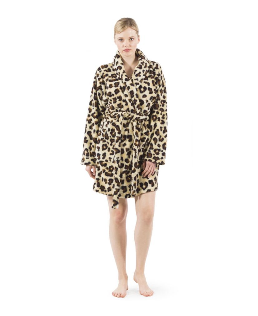 Plush Leopard Print Bathrobe