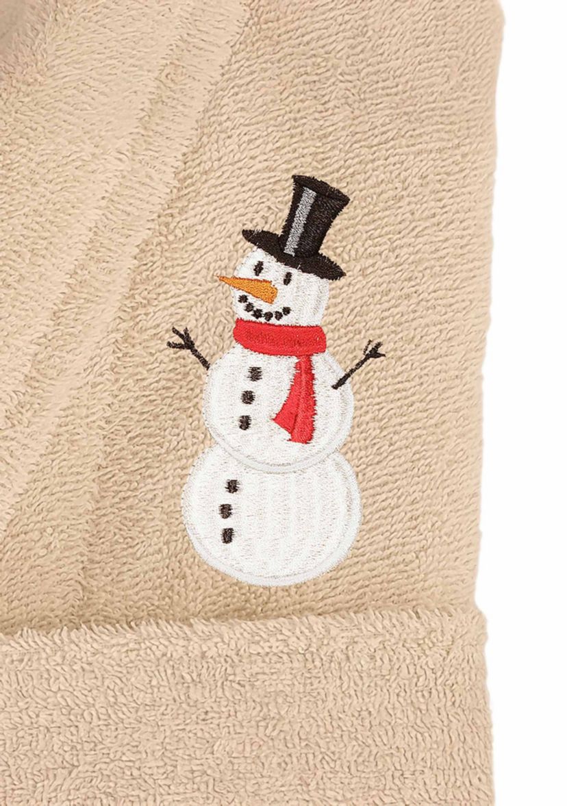 Unisex Terry Bathrobe Embroidered with Snowman Design