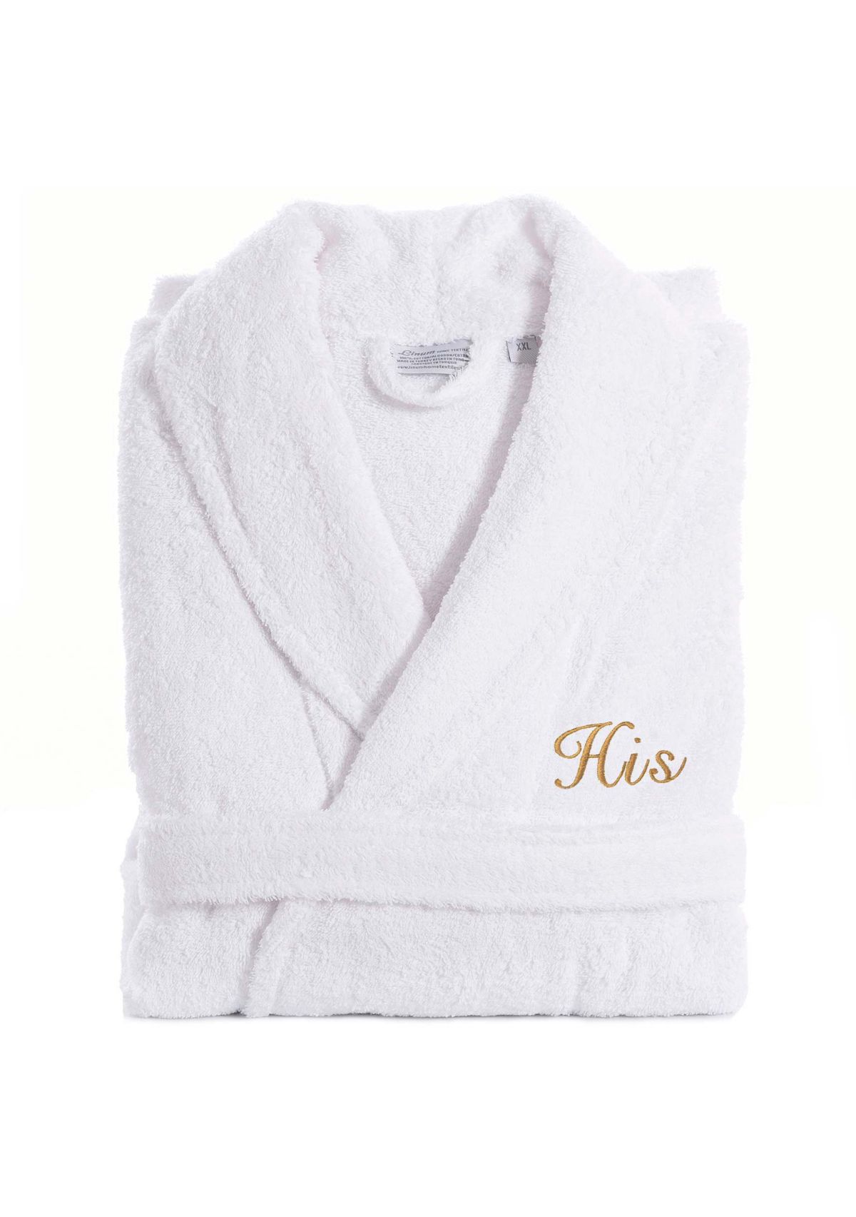 Terry Bathrobe Embroidered with His Design in Script Font
