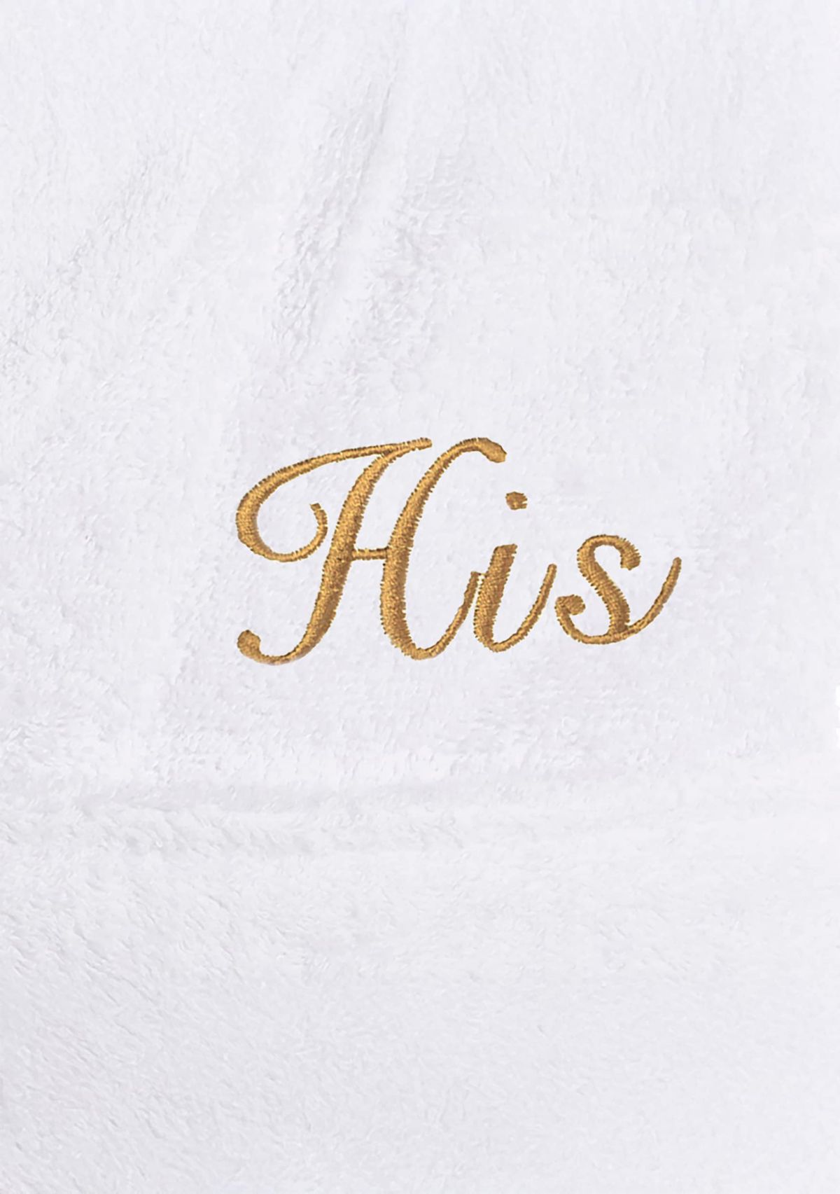 Terry Bathrobe Embroidered with His Design in Script Font