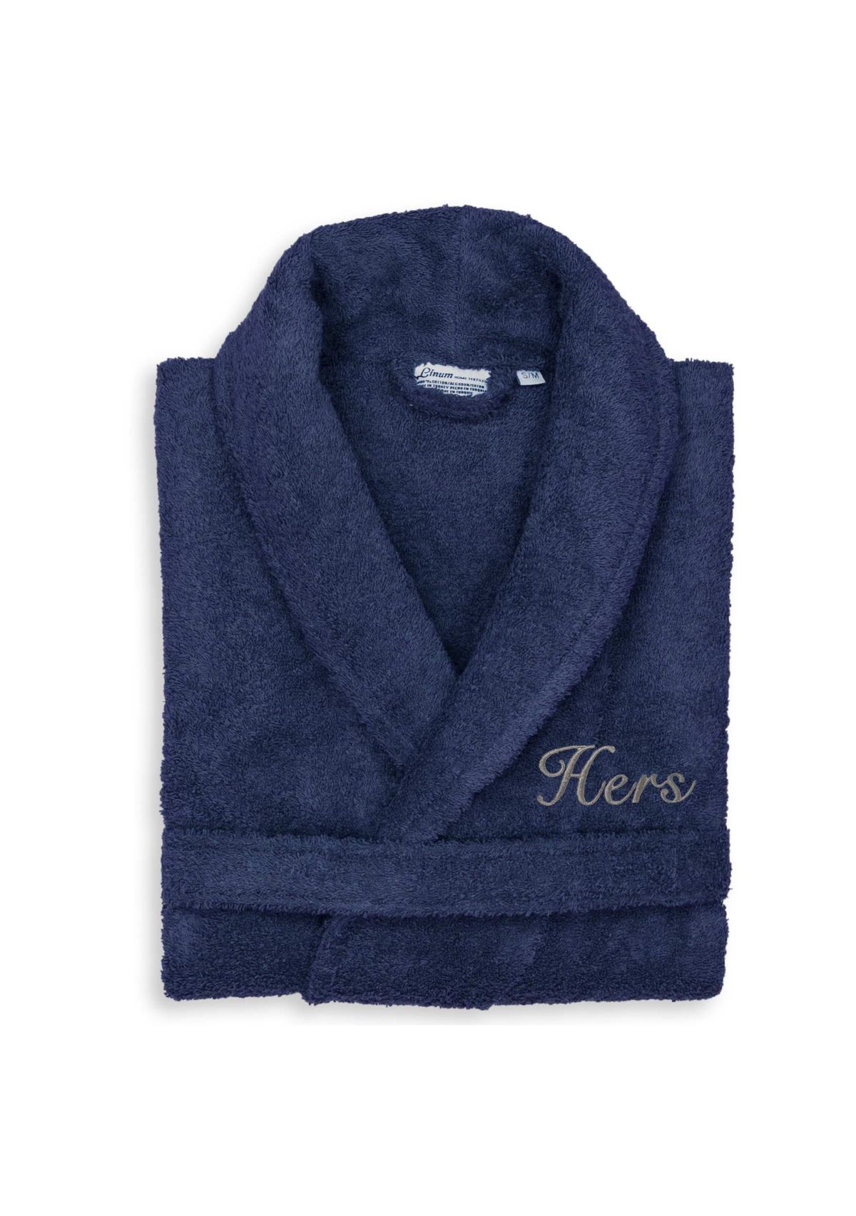 Terry Bathrobe Embroidered with Hers Design in Script Font