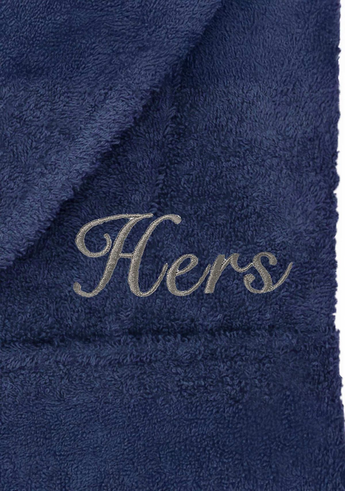 Terry Bathrobe Embroidered with Hers Design in Script Font